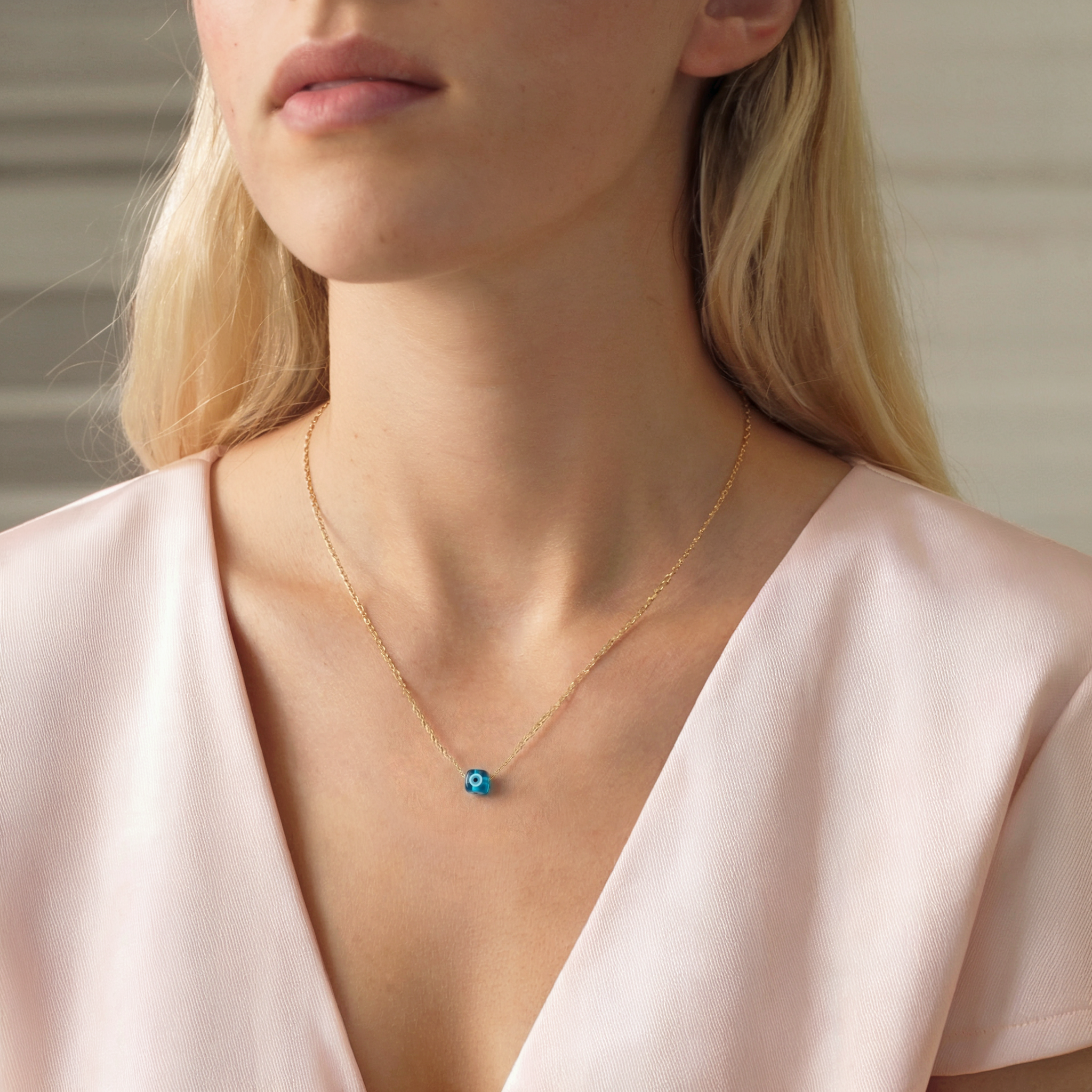 Opal Cube Evil Eye Turquoise Necklace 14K Gold / Silver