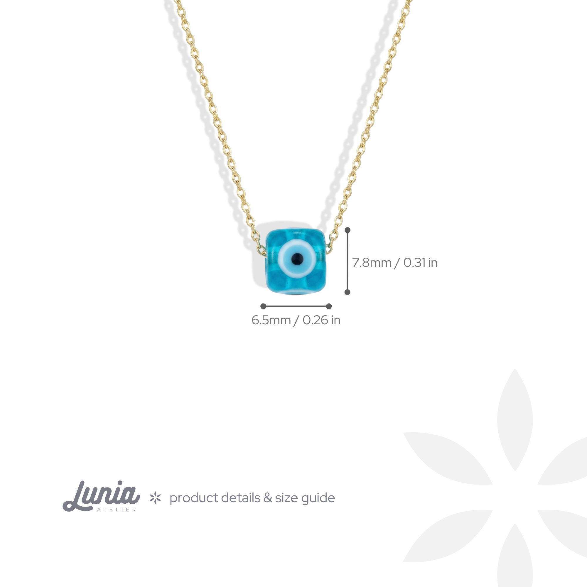 Opal Cube Evil Eye Turquoise Necklace 14K Gold / Silver
