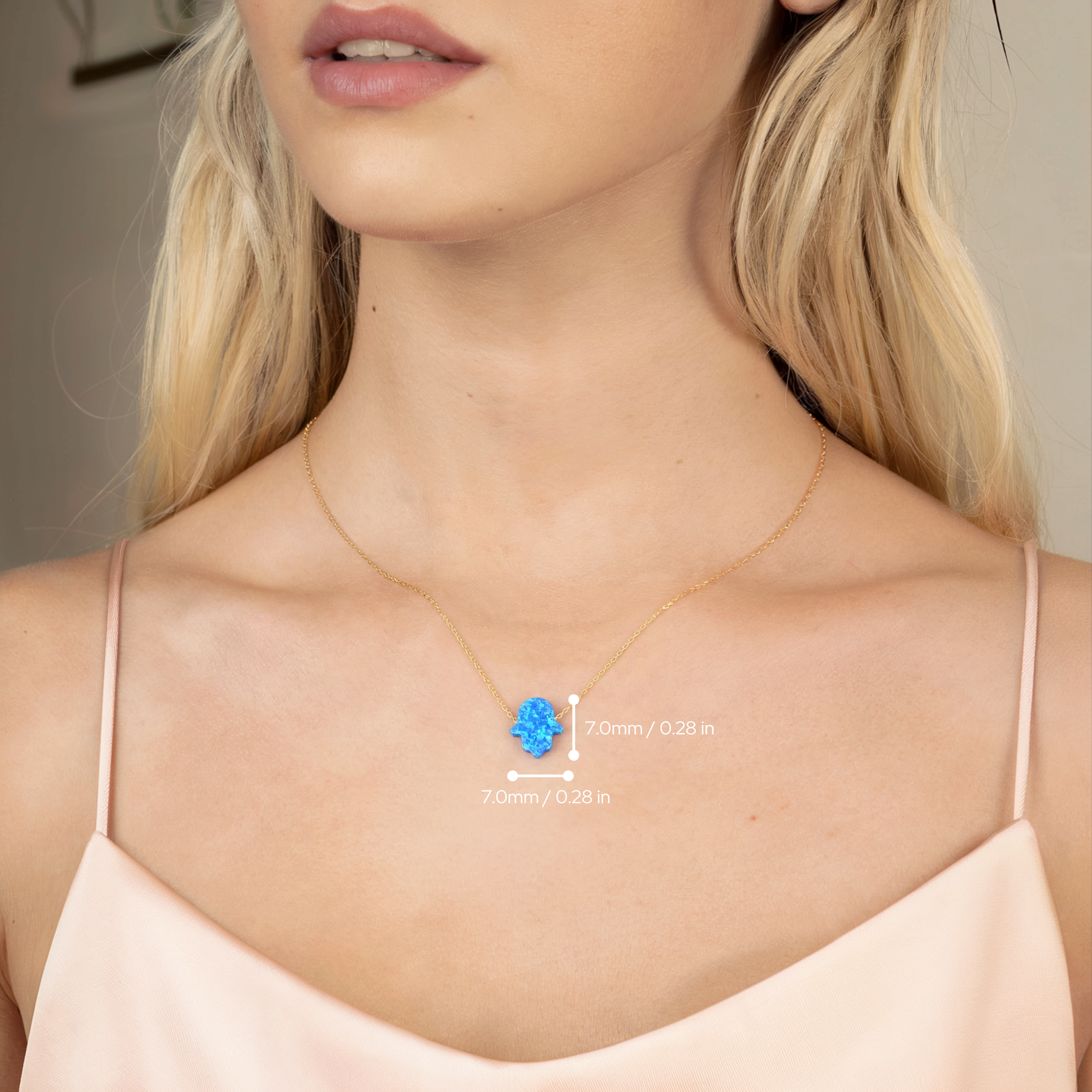 Opal Hamsa Hand Necklace 14K Gold