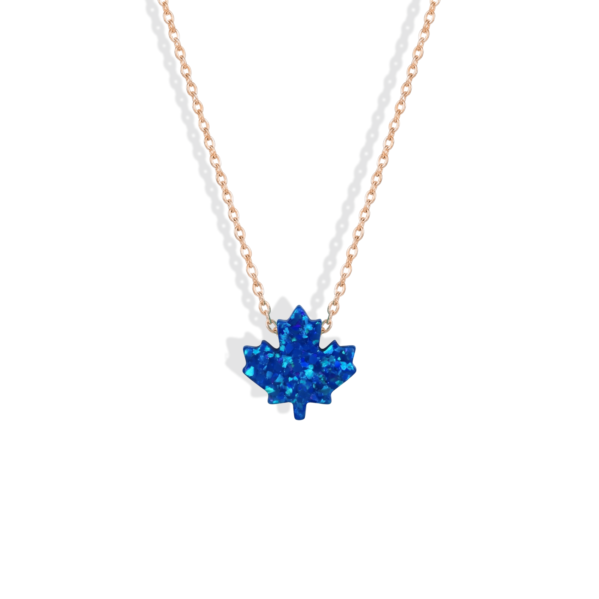 Opal Maple Leaf Blue Necklace 14K Gold / Silver