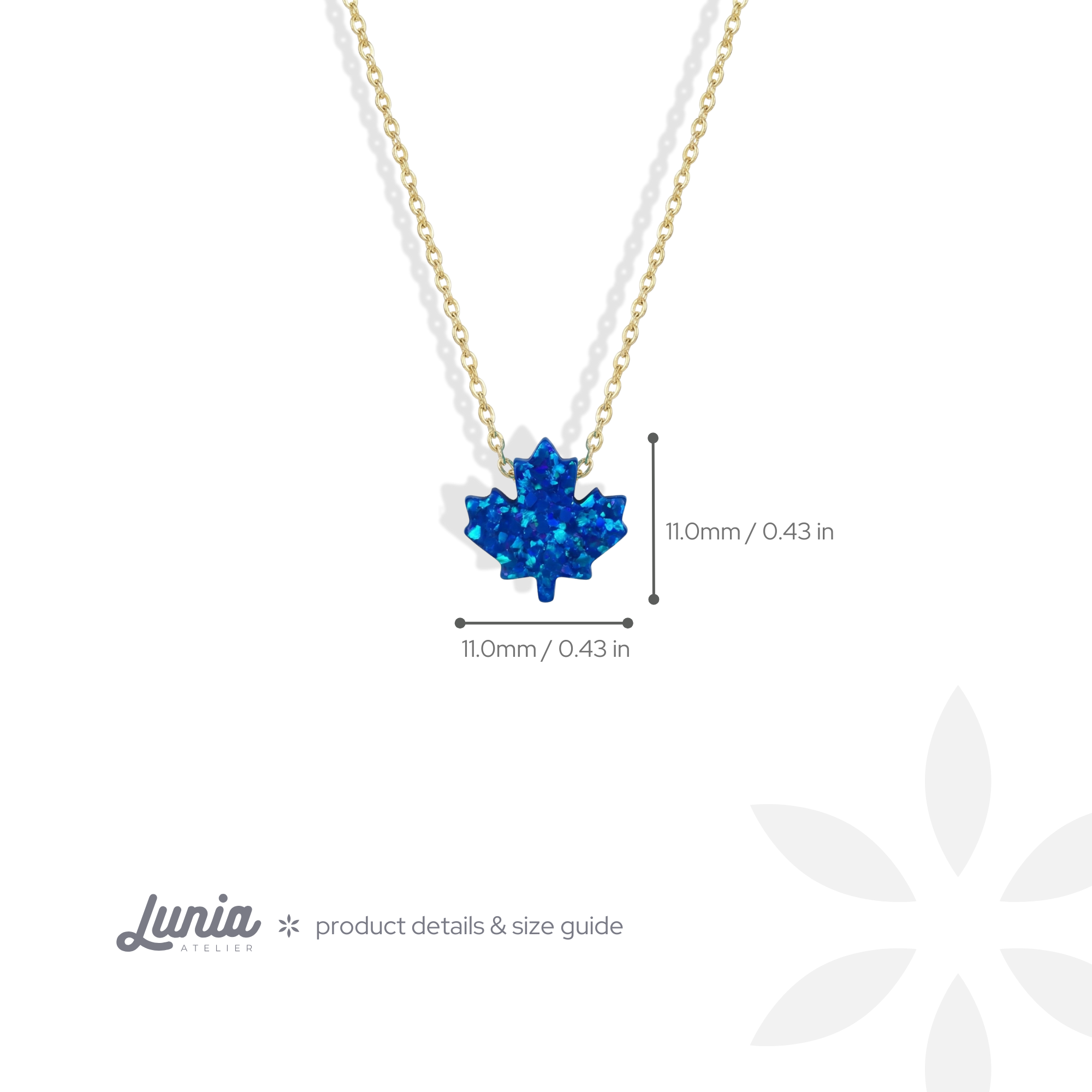 Opal Maple Leaf Blue Necklace 14K Gold / Silver