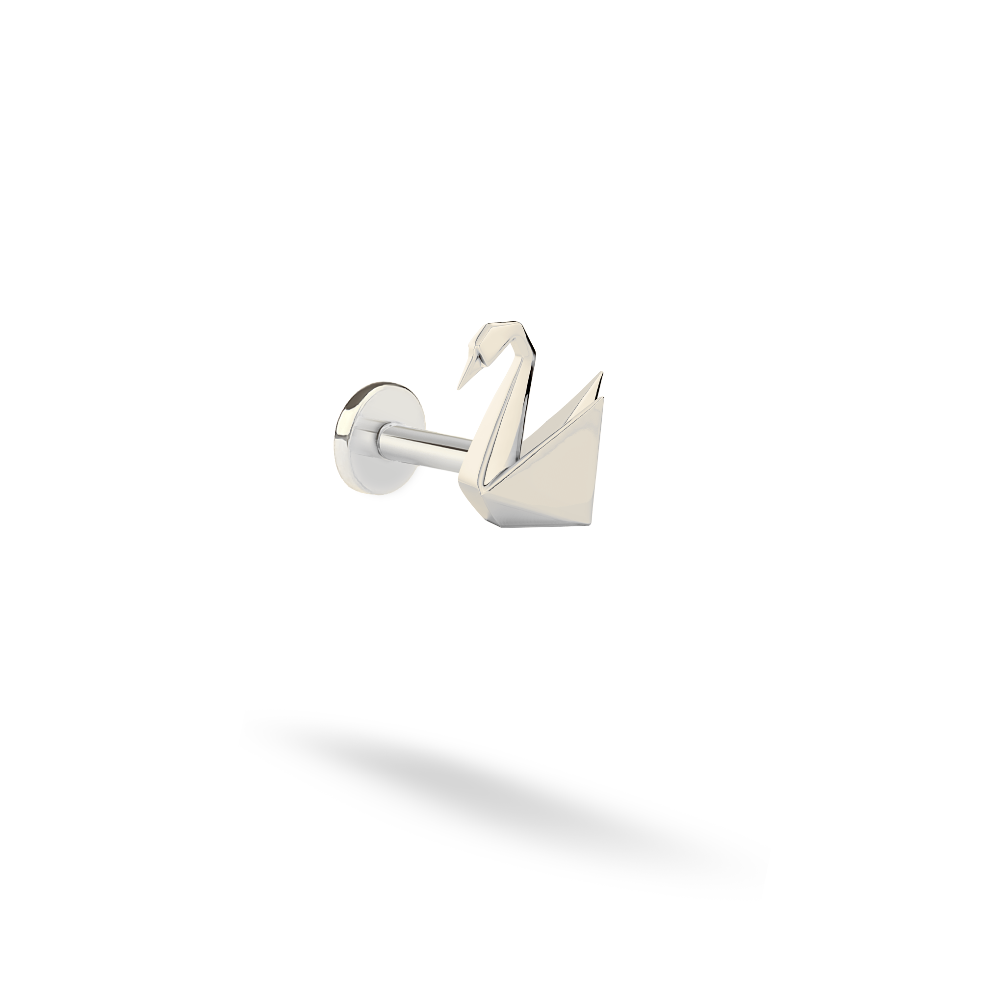 Origami Swan Flatback Ear Piercing 14K Gold / Silver