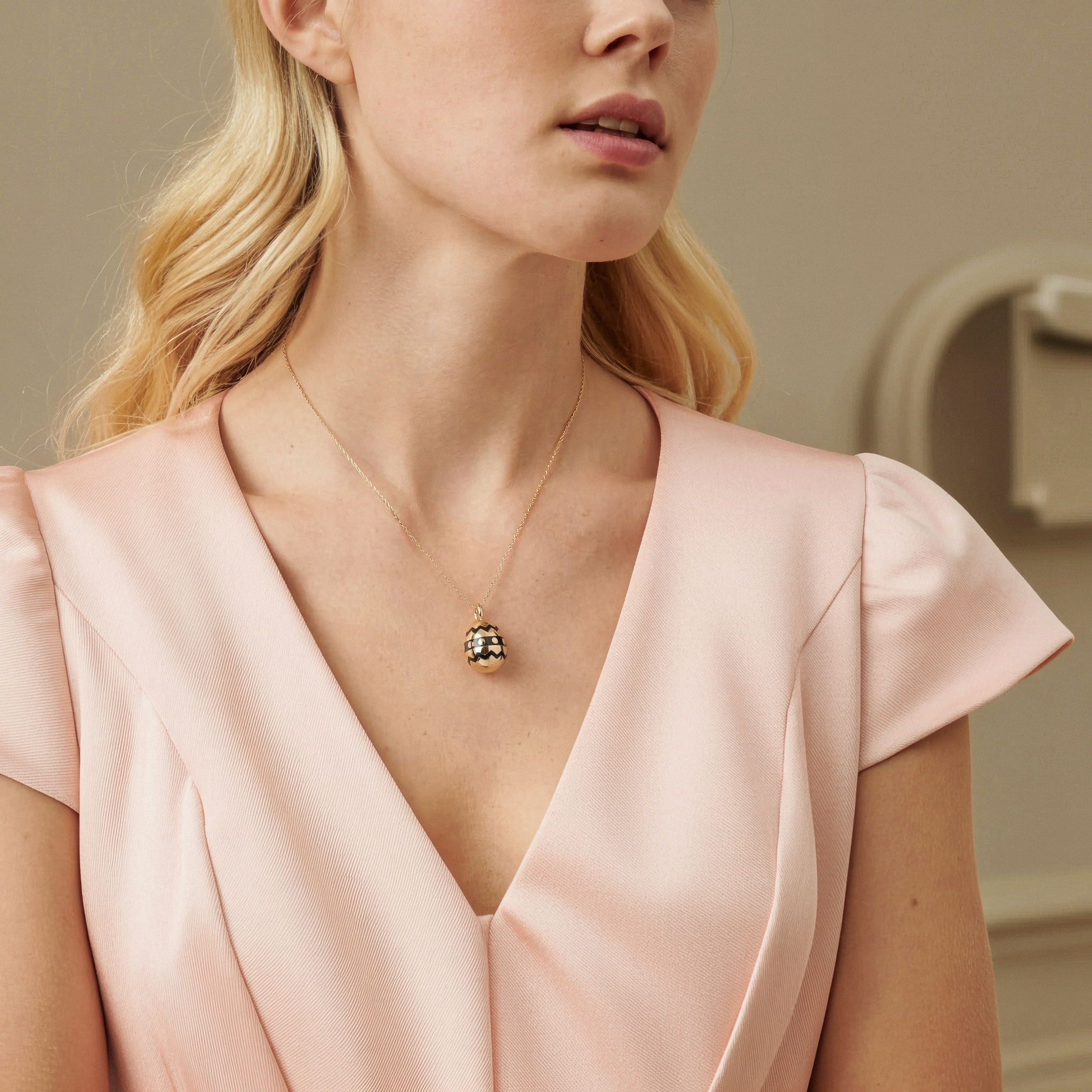 Ornate Easter Egg Gold Custom Necklace 14K Gold / Silver