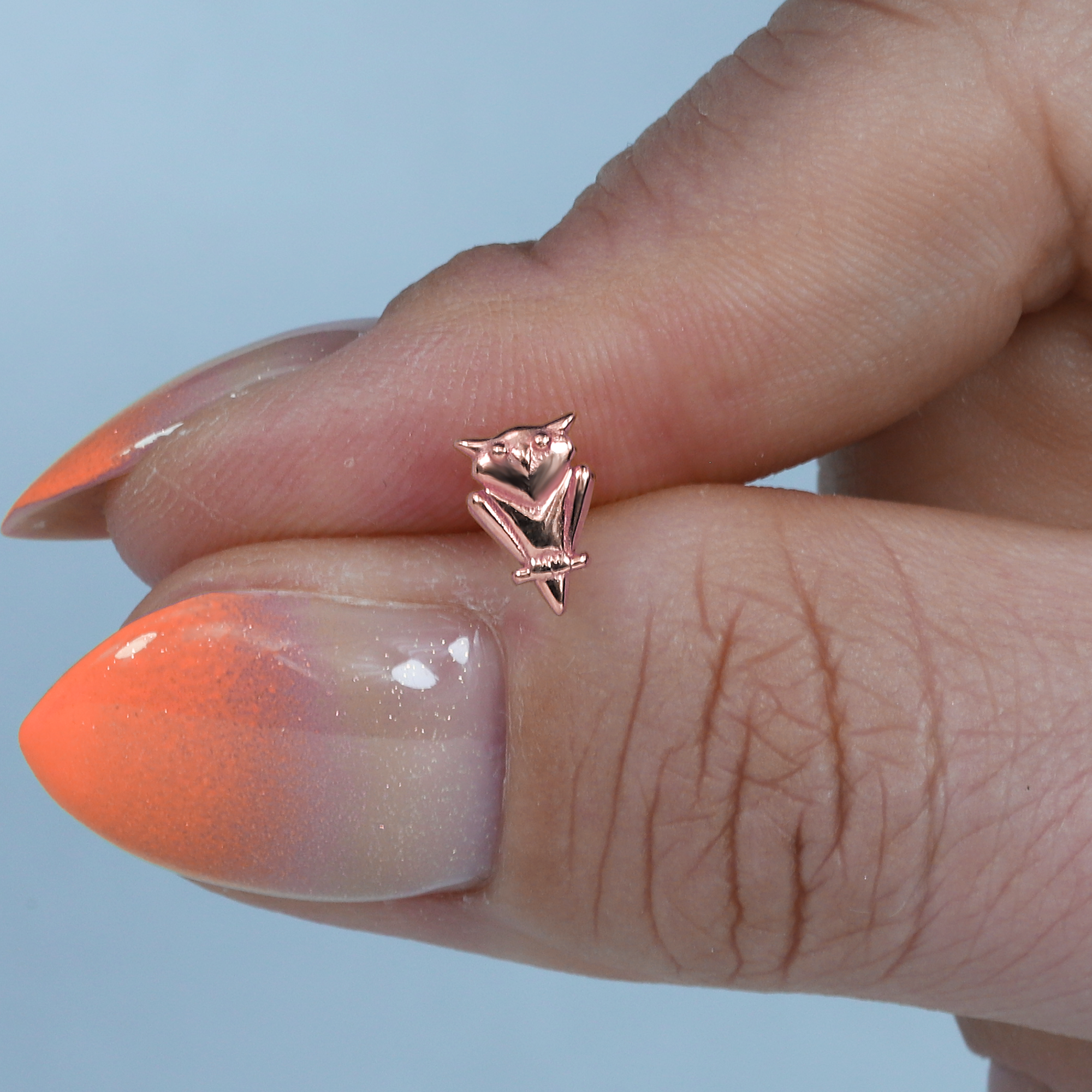 Owl Flatback Ear Piercing 14K Gold