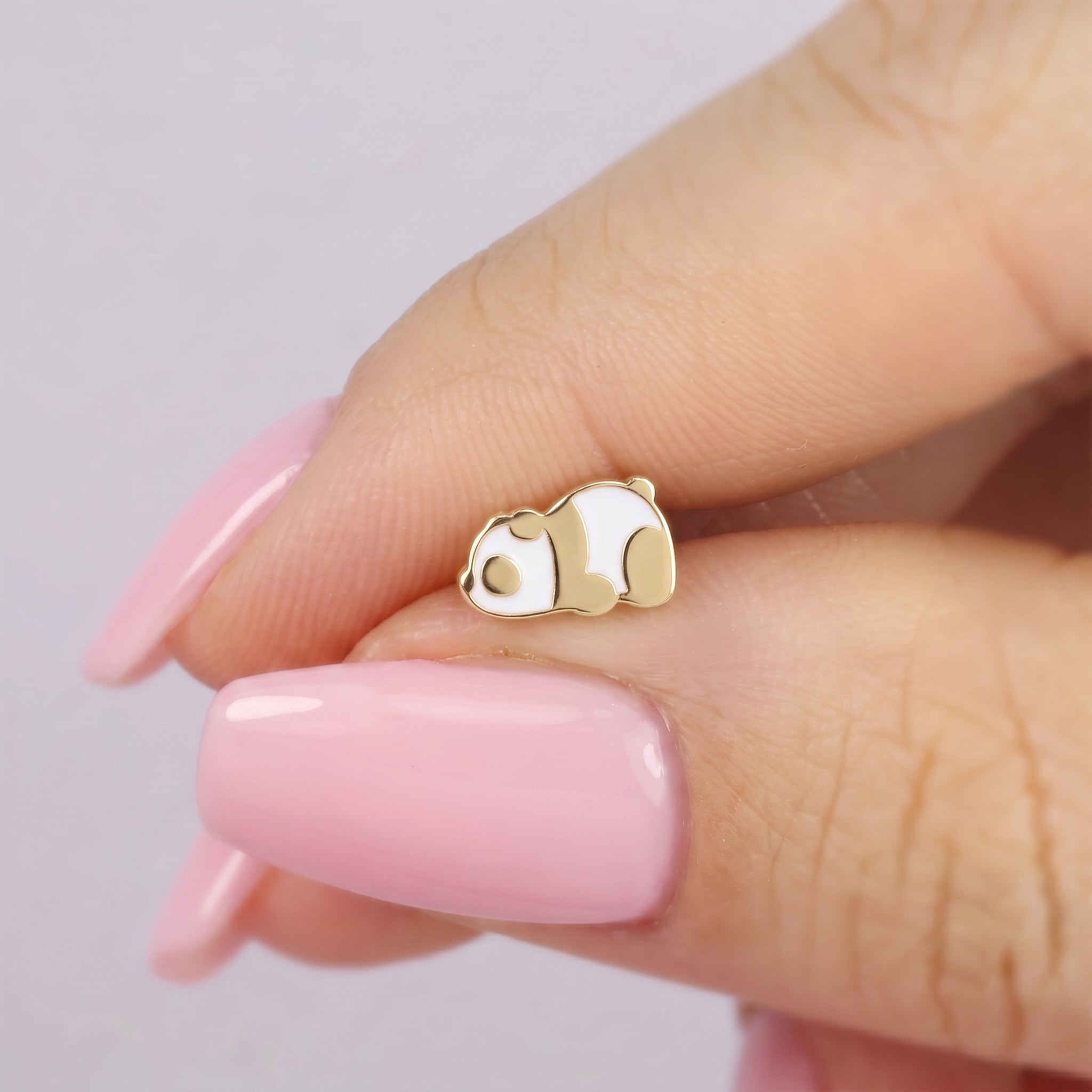 Panda Flatback Ear Piercing 14K Gold / Silver