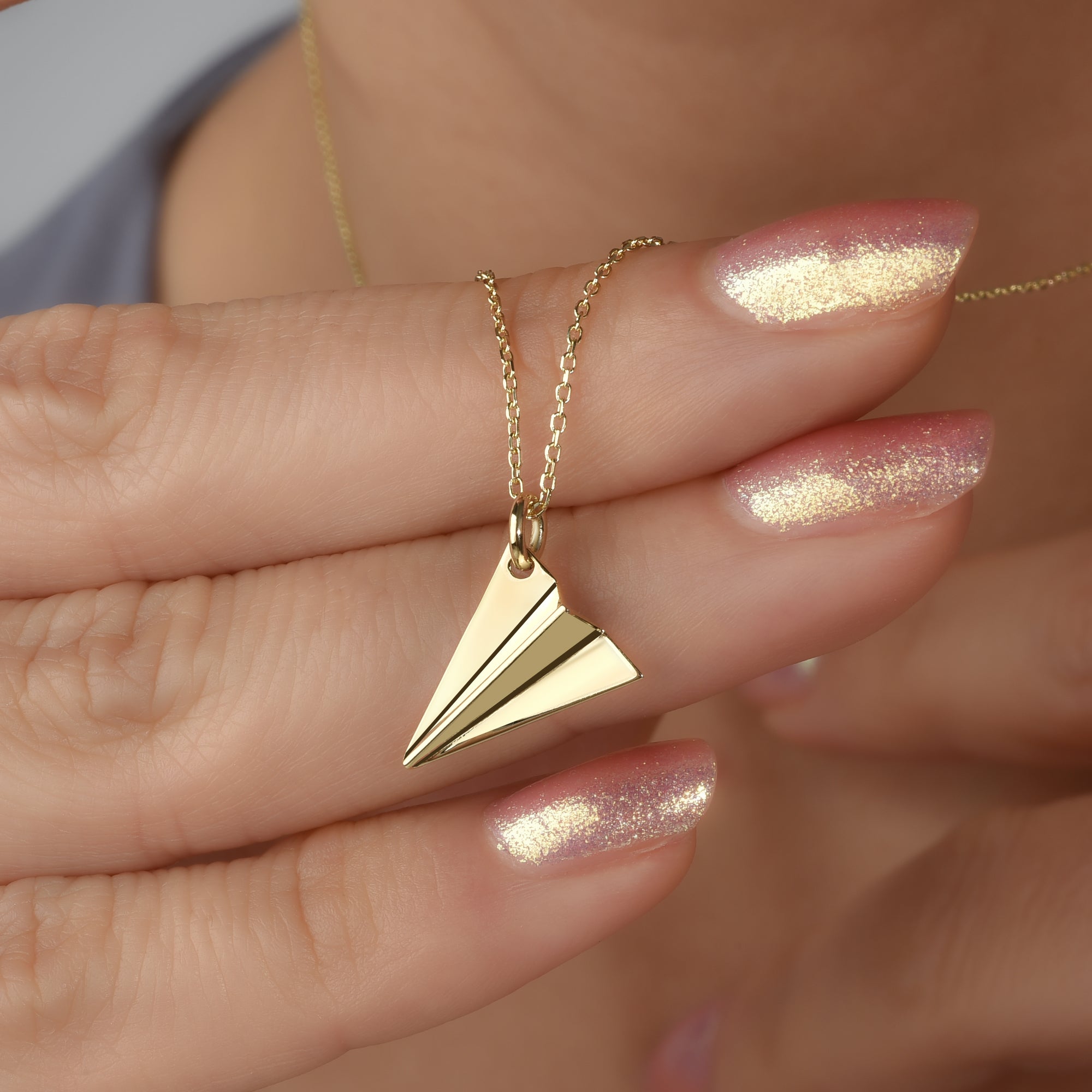 Paper Airplane Necklace 14K Gold / Silver