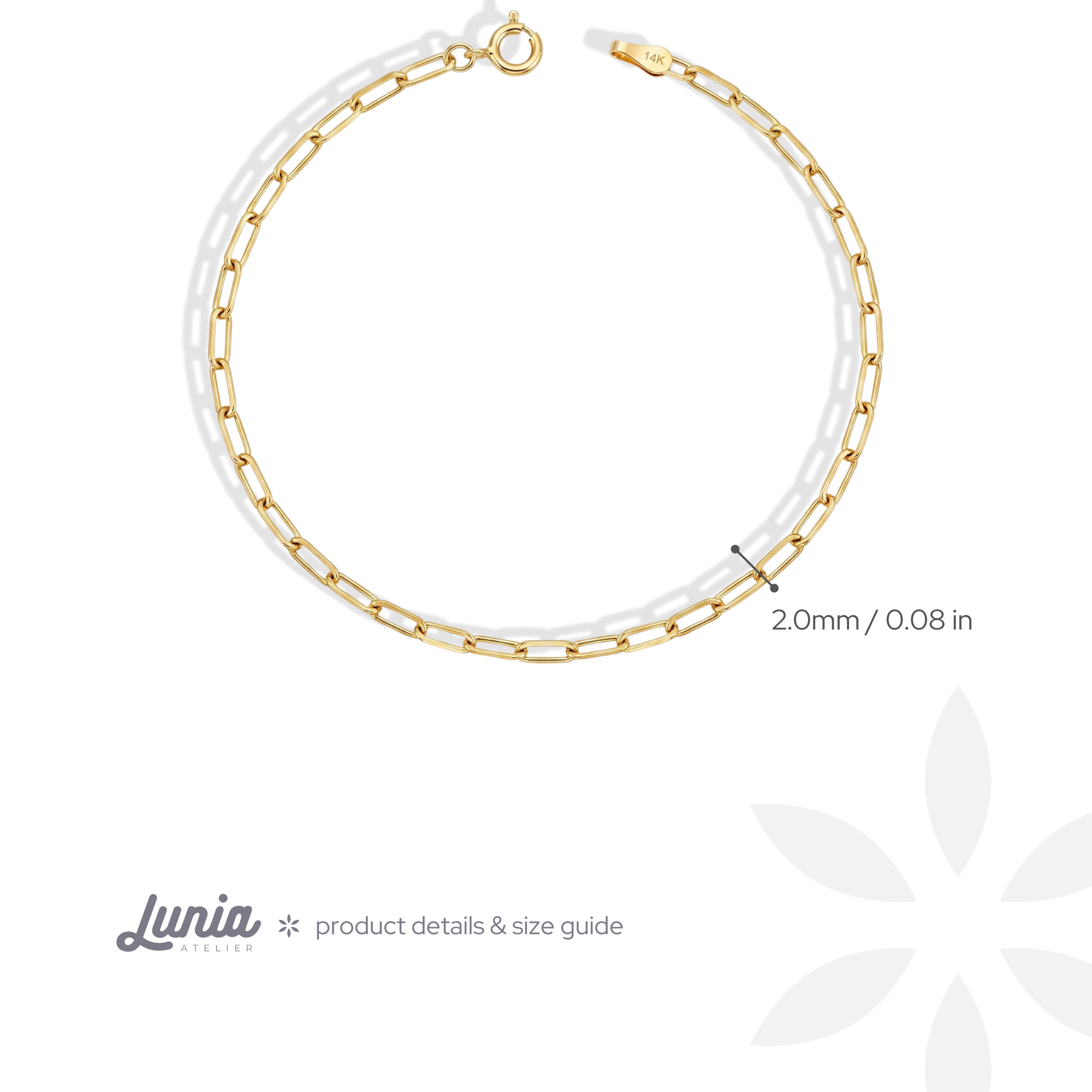 Paper Clip Chain Bracelet 14K Gold