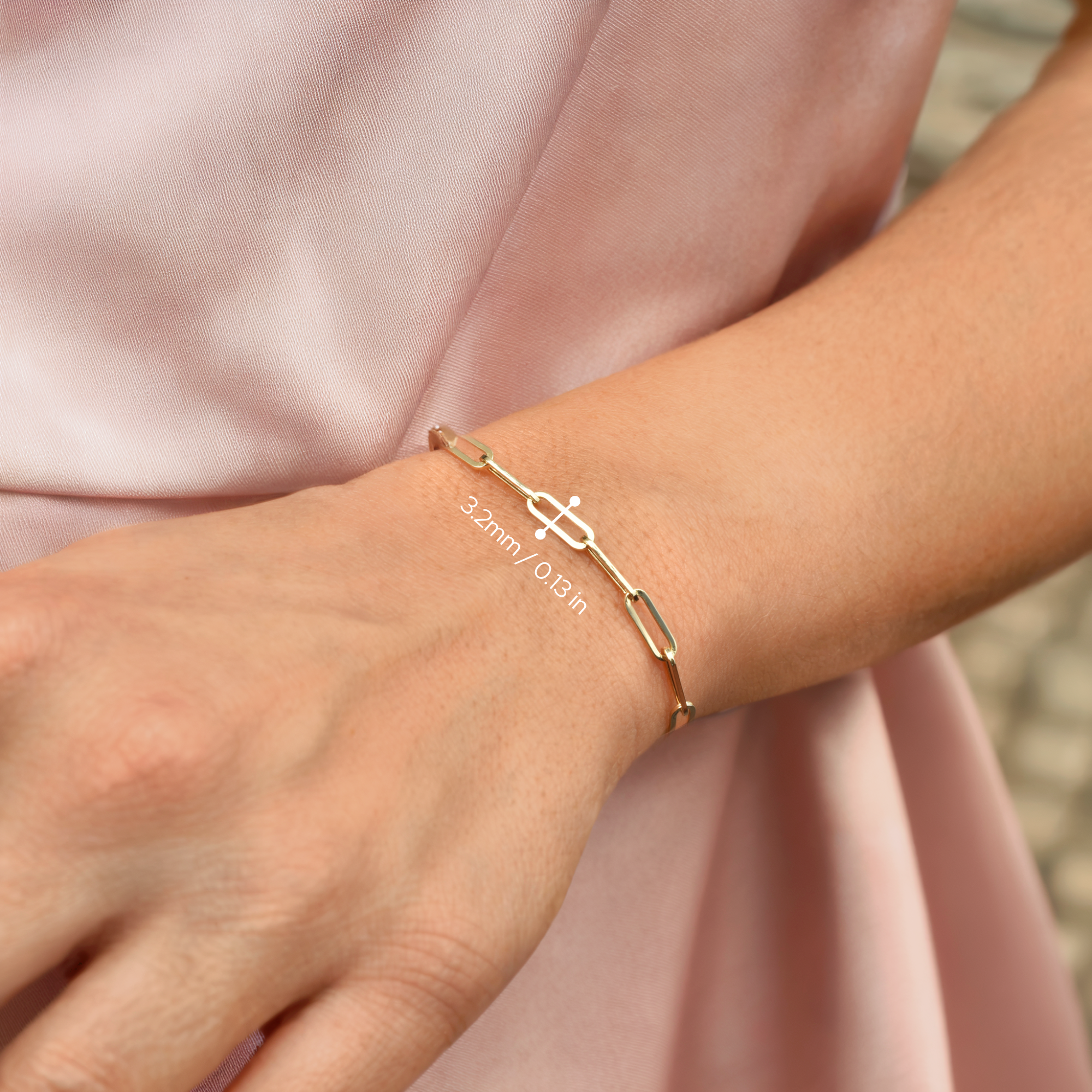 Paper Clip Chain Bracelet 14K Gold