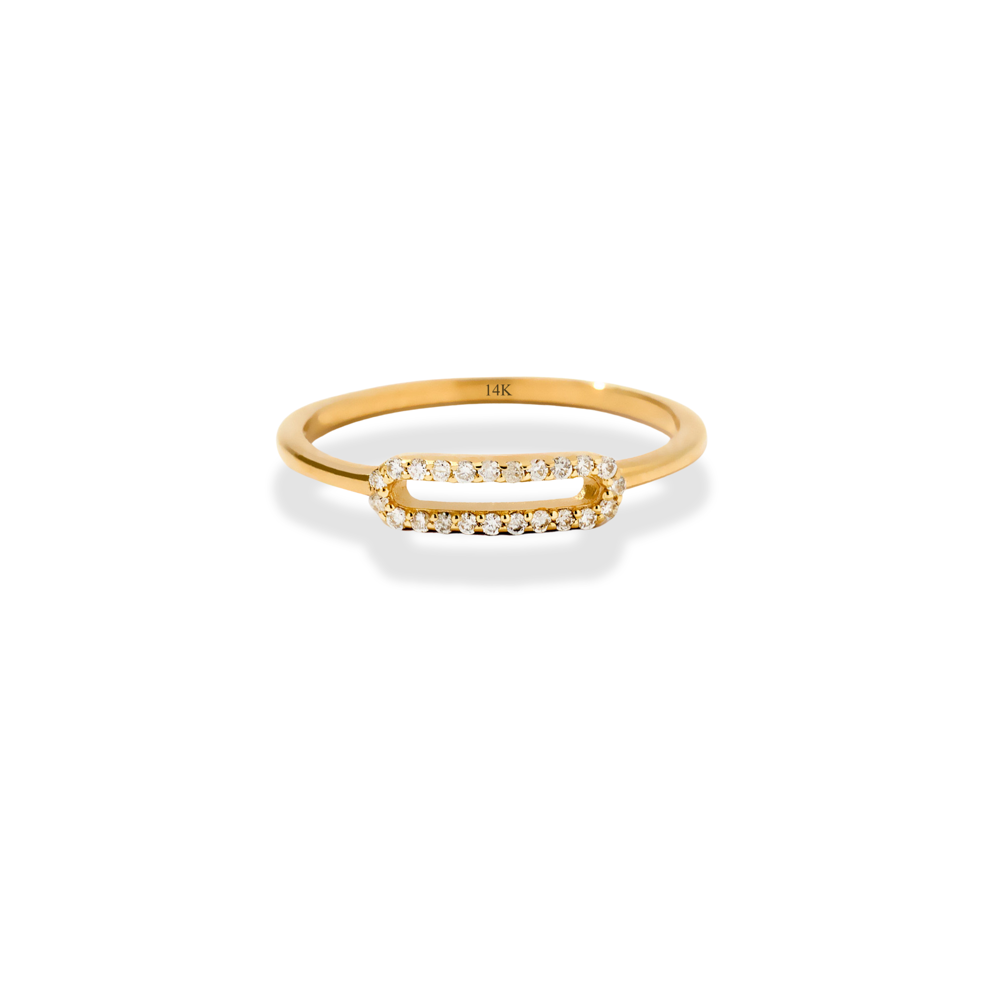 Paperclip Stone Diamond Ring 14K Gold