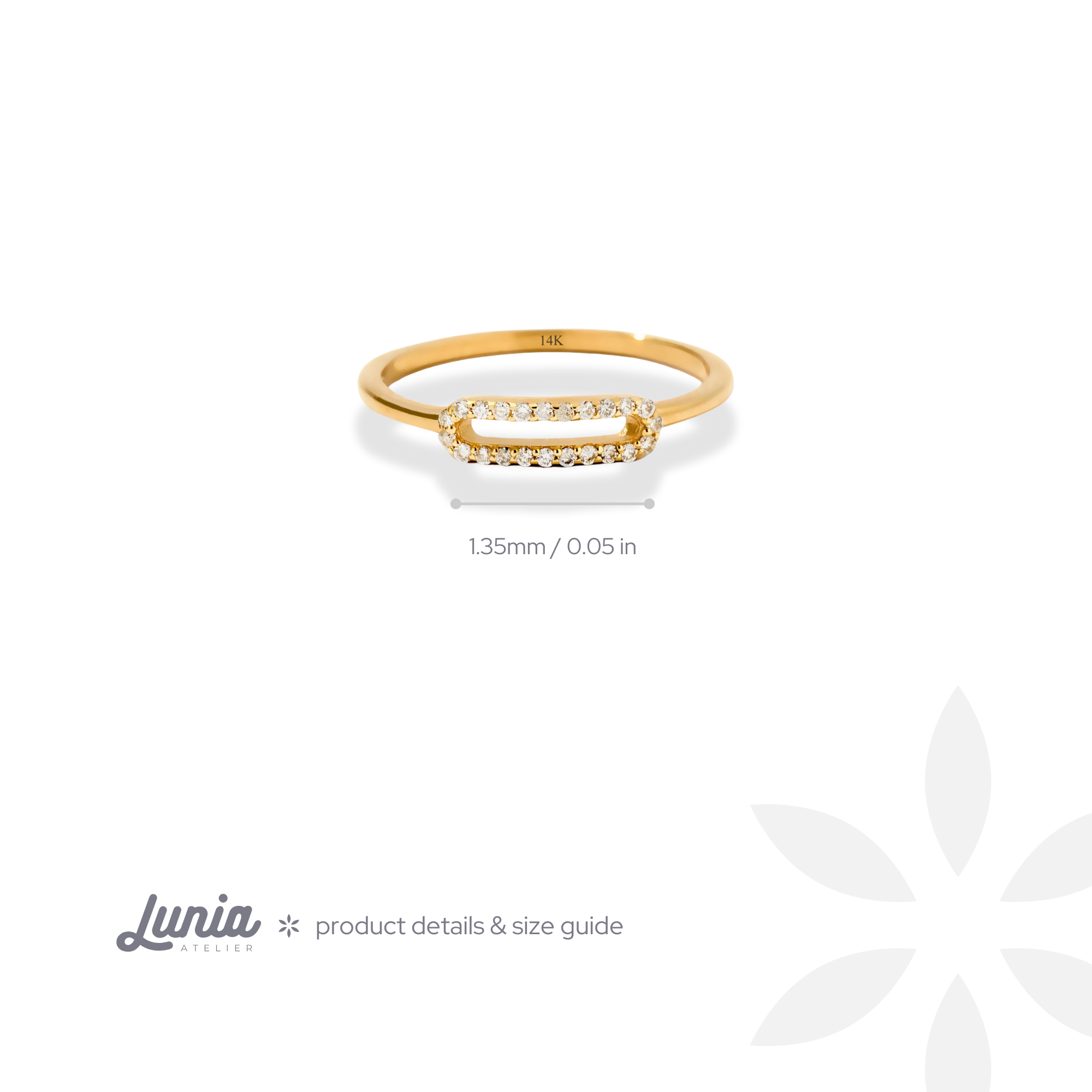 Paperclip Stone Diamond Ring 14K Gold