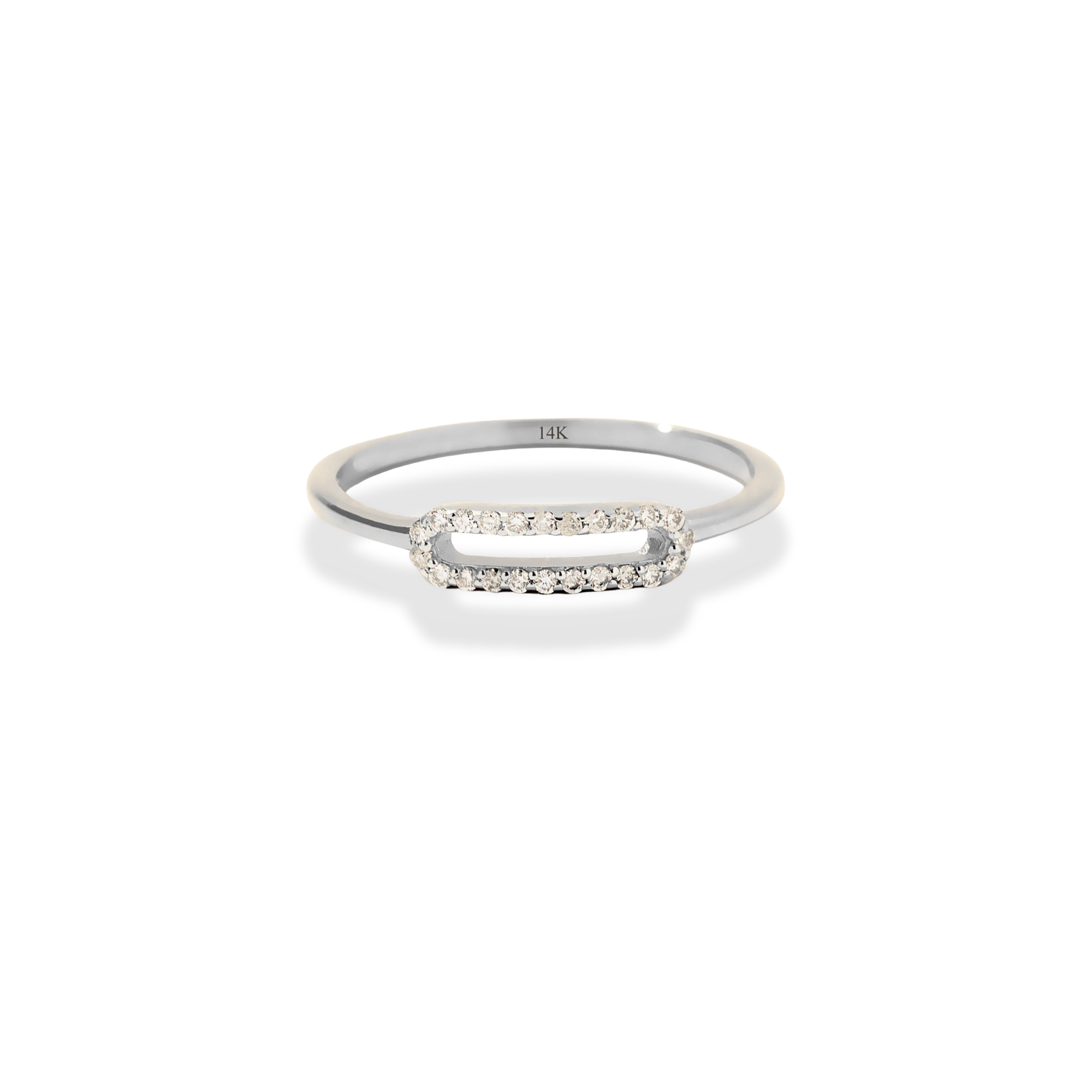 Paperclip Stone Diamond Ring 14K Gold