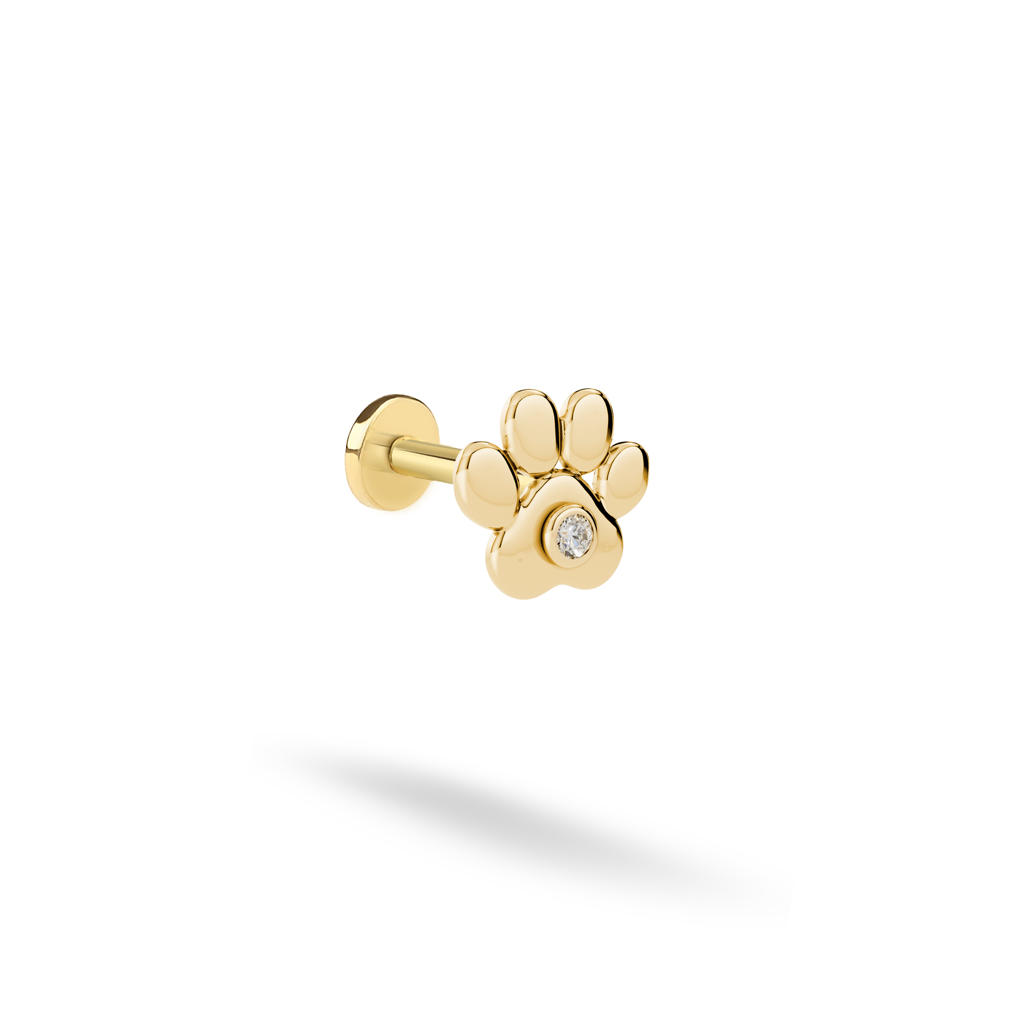 Paw Stone Flatback Ear Diamond Piercing 14K Gold / Silver