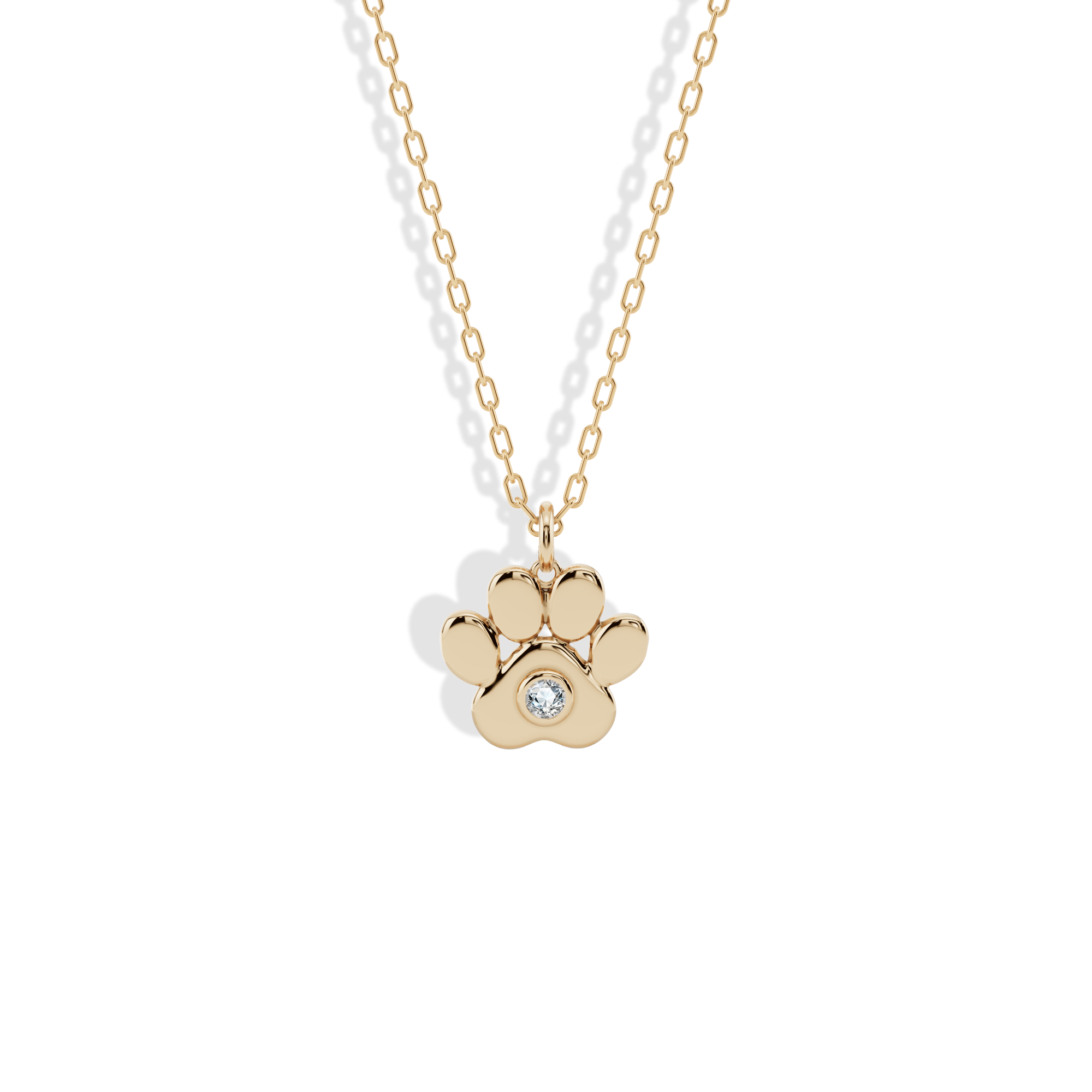 Paw Stone Pendant Cat Dog Necklace 14K Gold / Silver, hand crafted animal necklace.