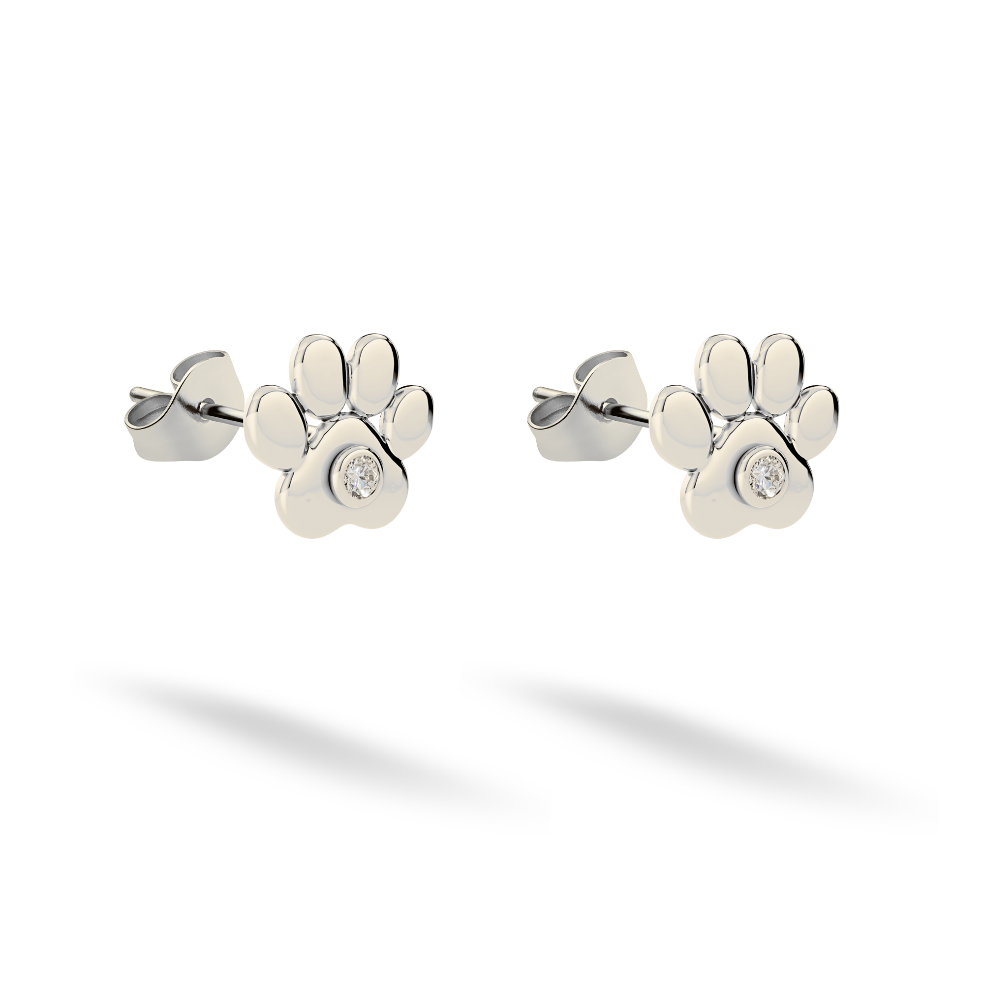 Paw Stone Stud Earrings 14K Gold / Silver