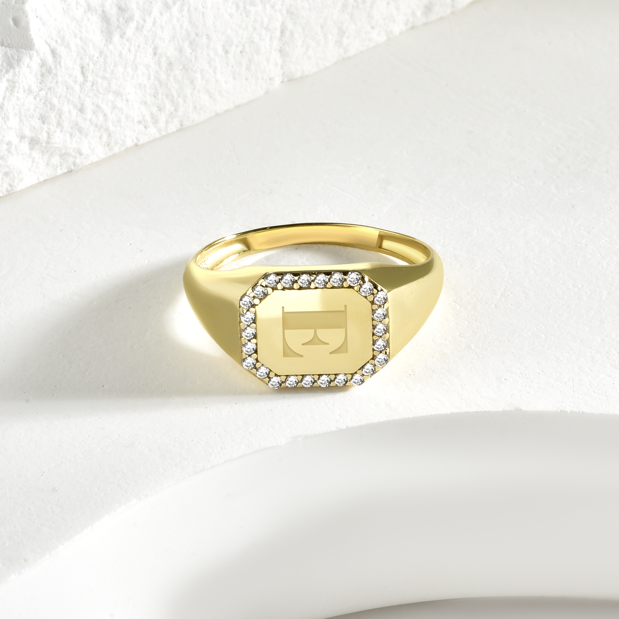Personalized Initial Diamond Stone Custom Ring 14K Gold