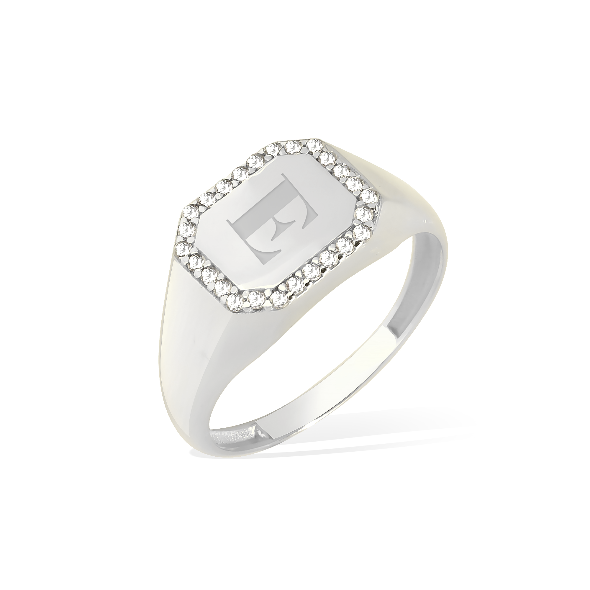 Personalized Initial Diamond Stone Custom Ring 14K Gold