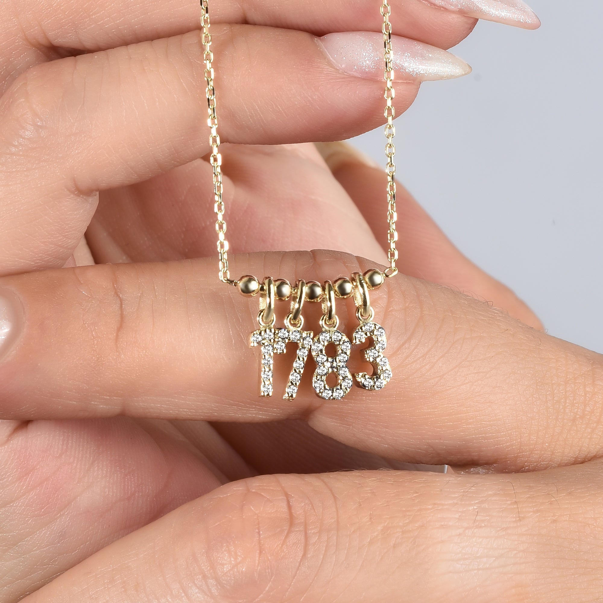 Personalized Number Necklace 14K Gold