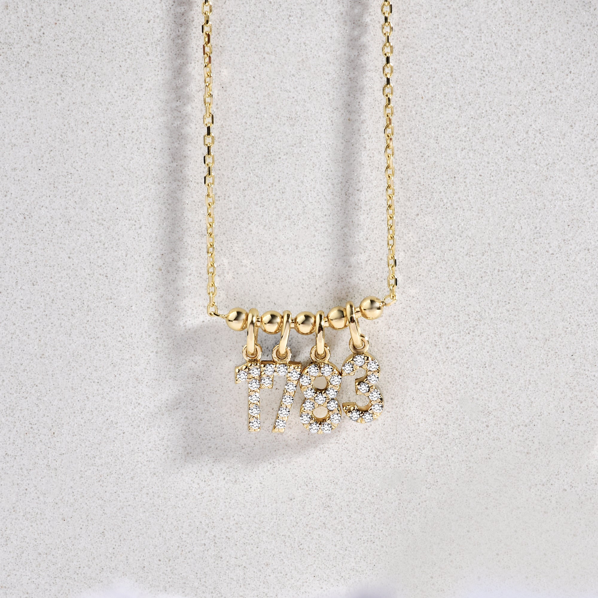 Personalized Number Necklace 14K Gold