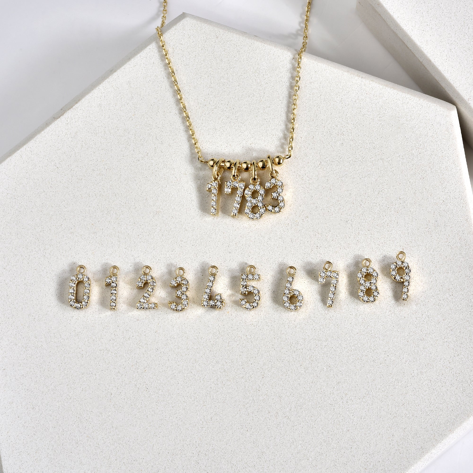Personalized Number Necklace 14K Gold