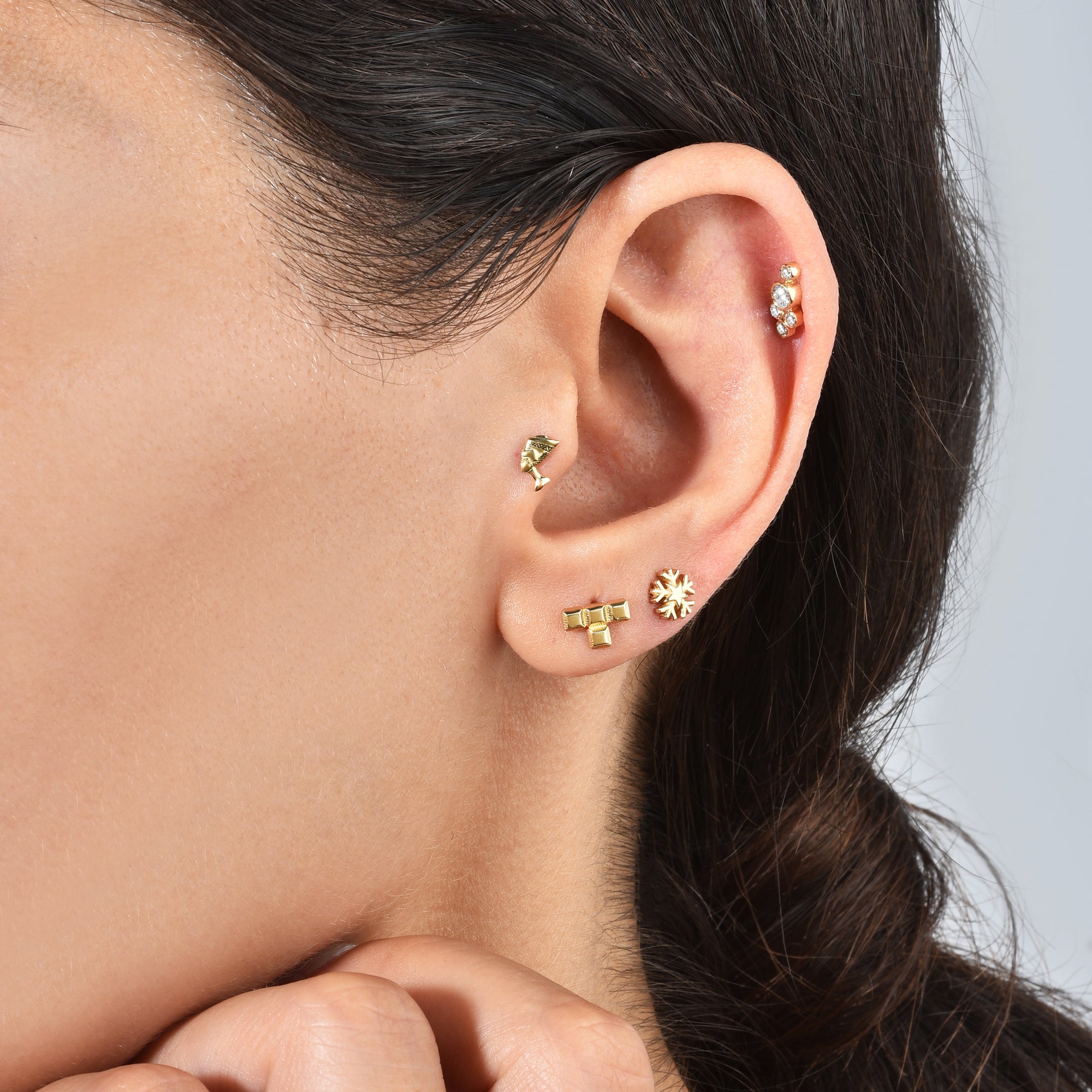 Royal Majesty Flatback Ear Piercing 14K Gold