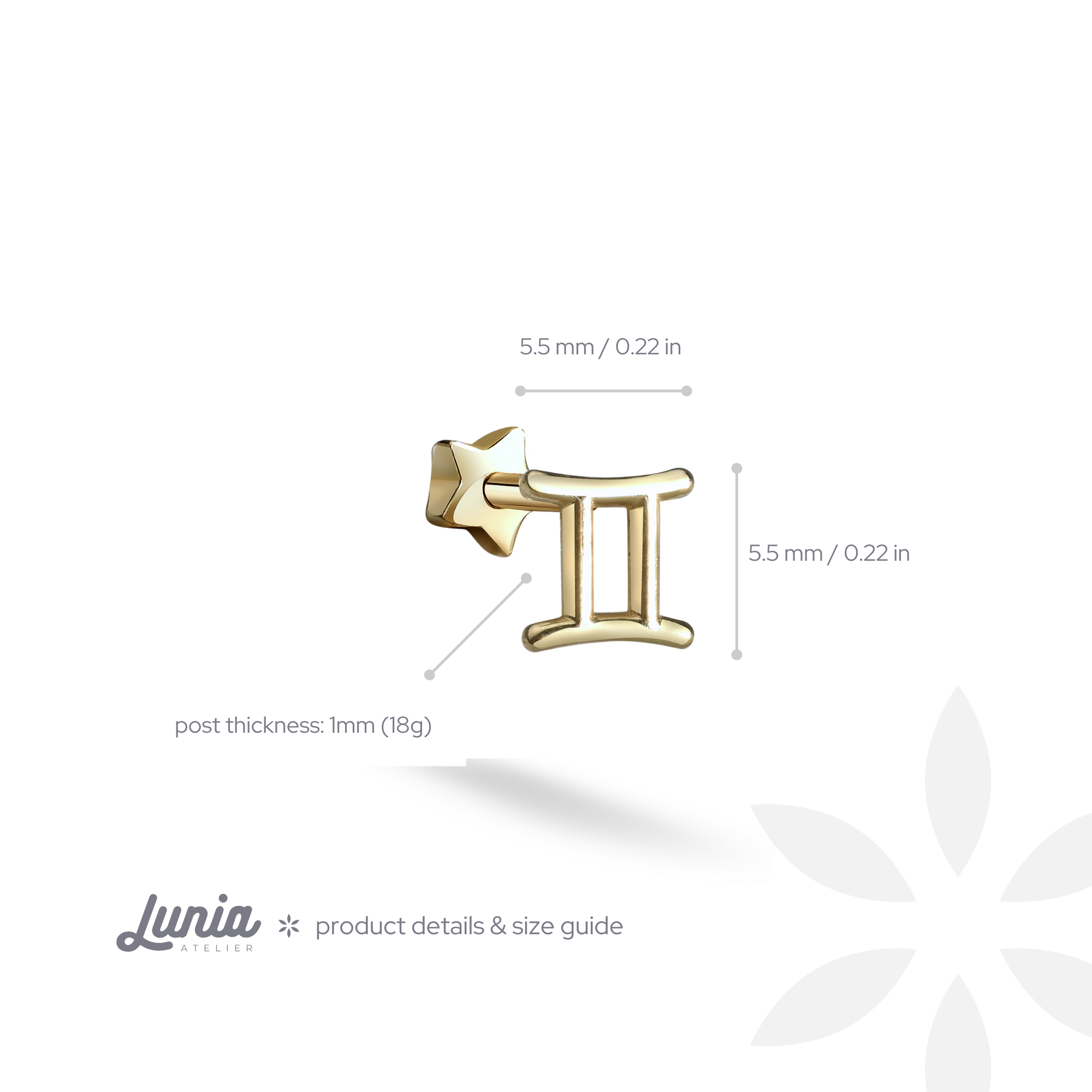 Pi Flatback Ear Piercing 14K Gold