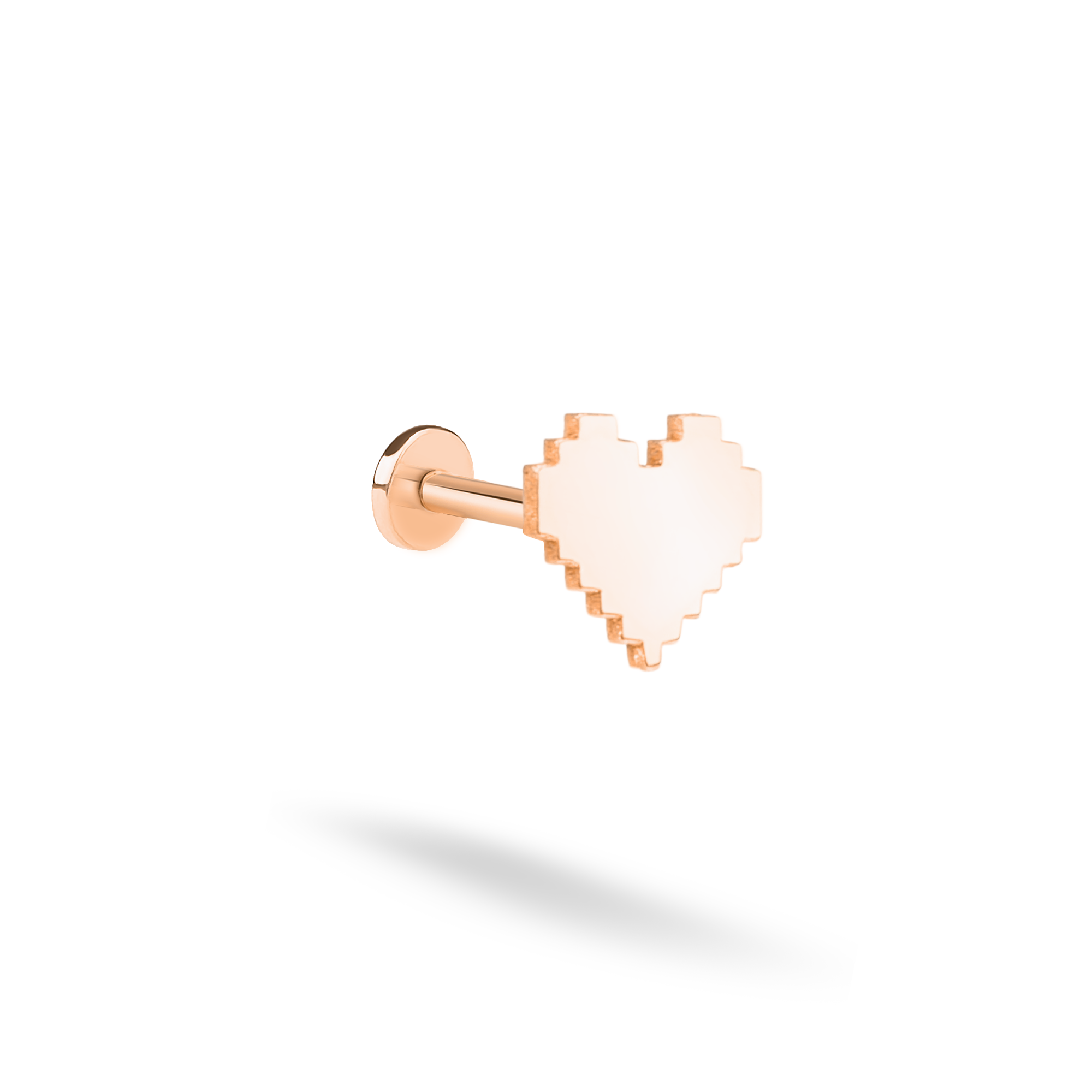 Pixel Heart Flatback Earring in 14K Gold