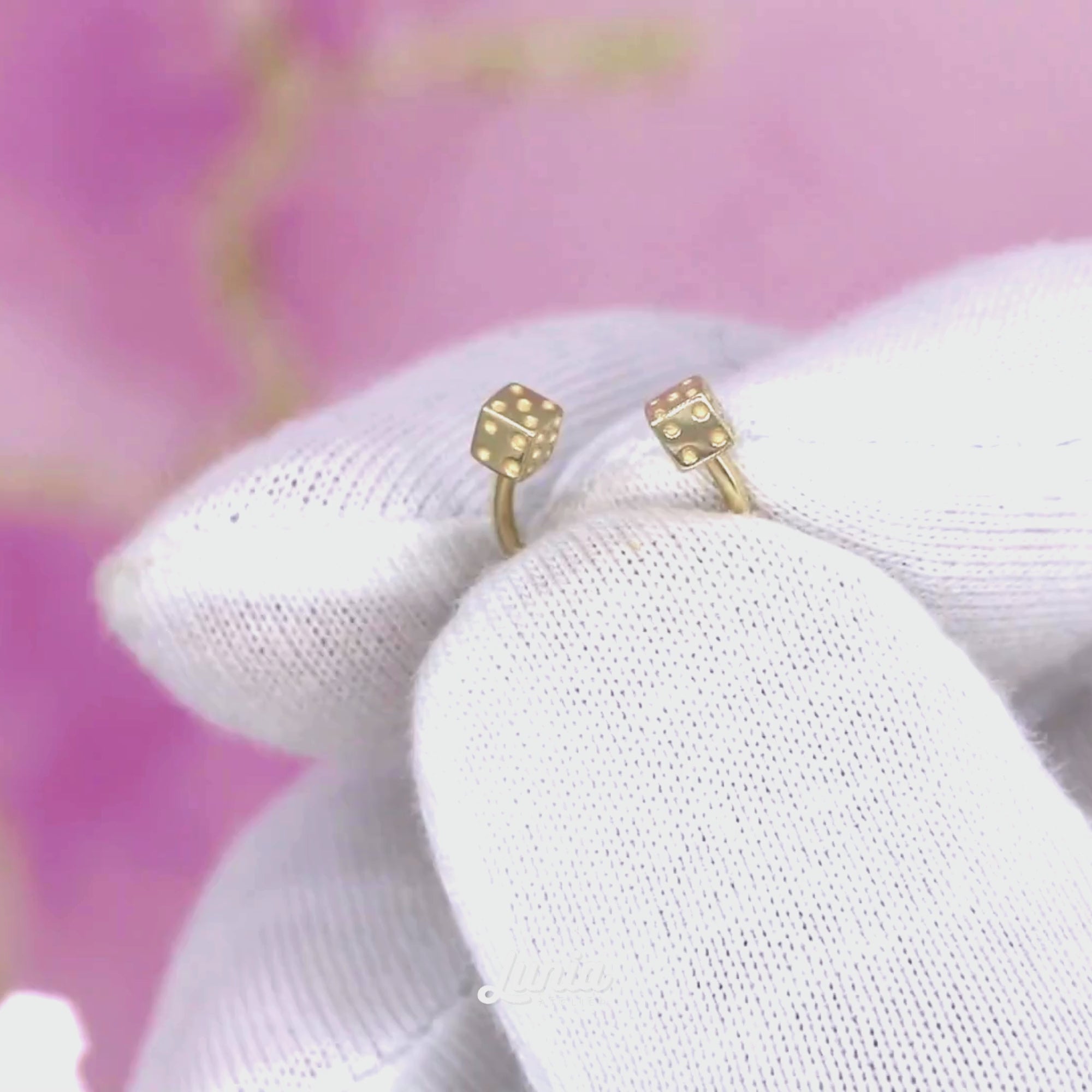 Dice Hoop Ear Piercing 14K Gold