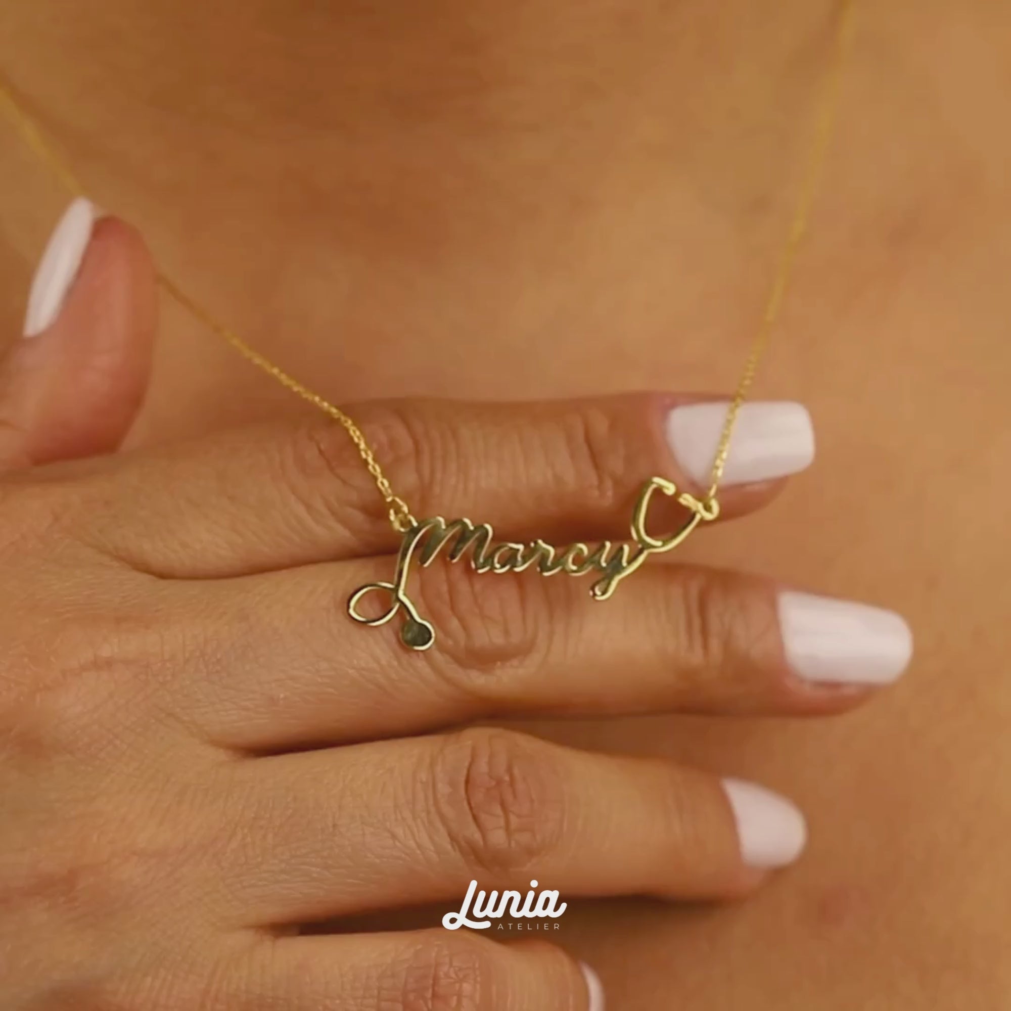 Stethoscope Personalized Name Custom Doctor Necklace 14K Gold