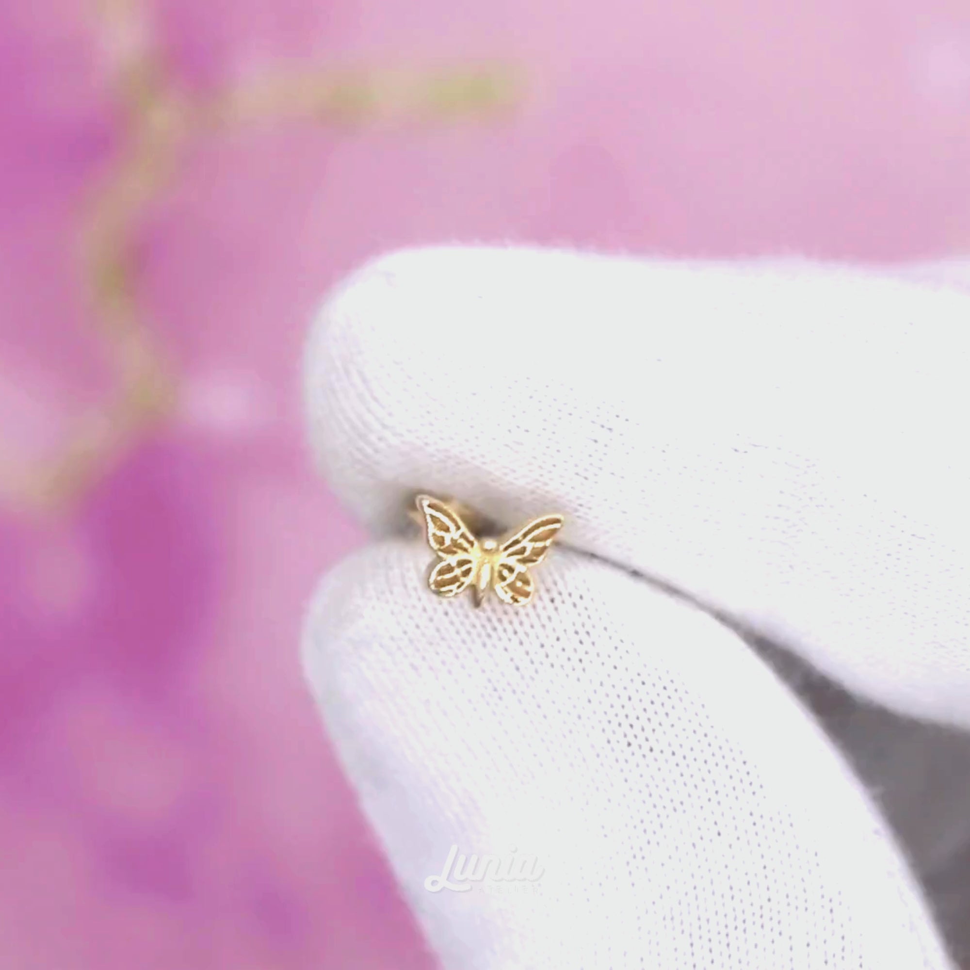 Mini Butterfly Flatback Ear Piercing 14K Gold