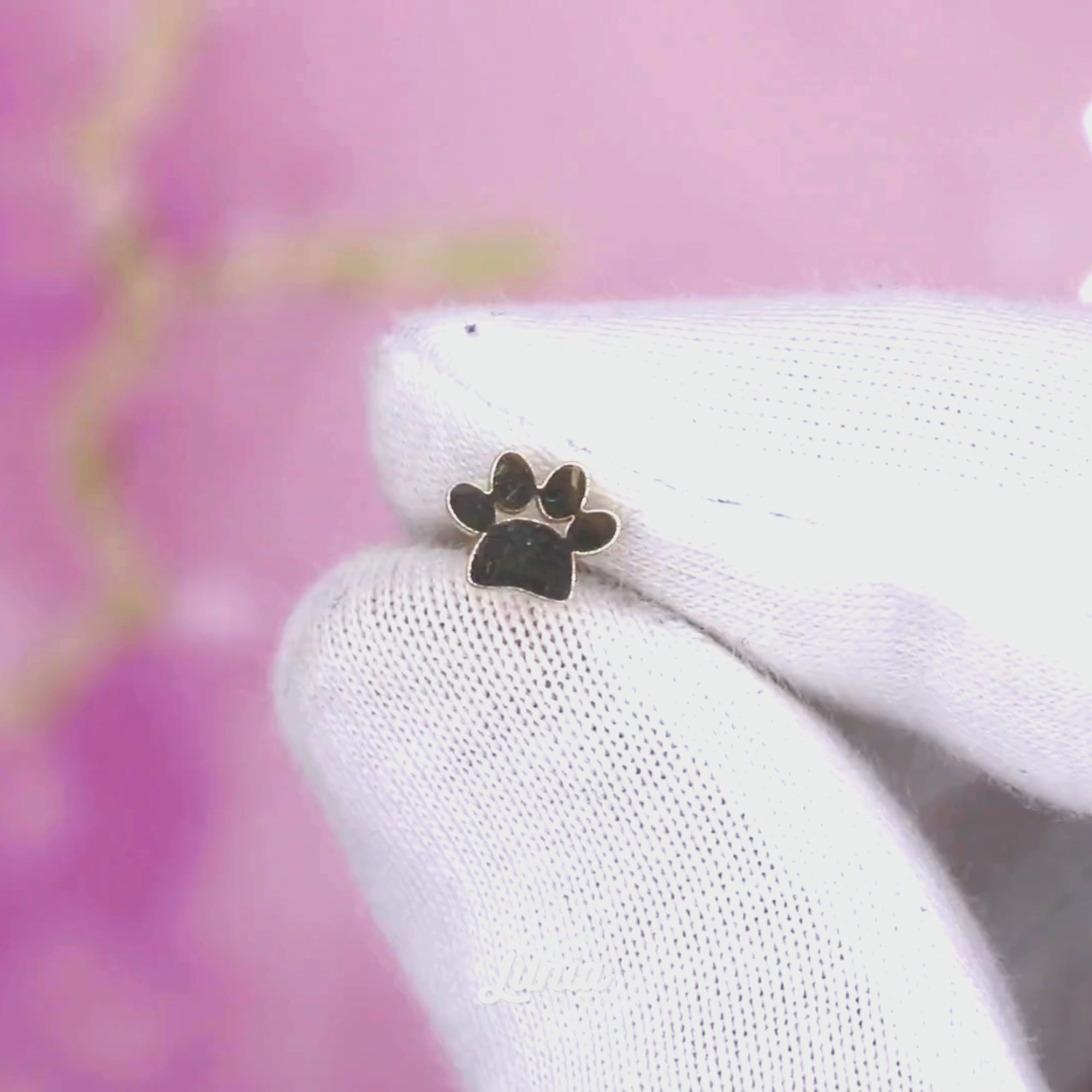 Cat Paw Flatback Ear Piercing 14K Gold