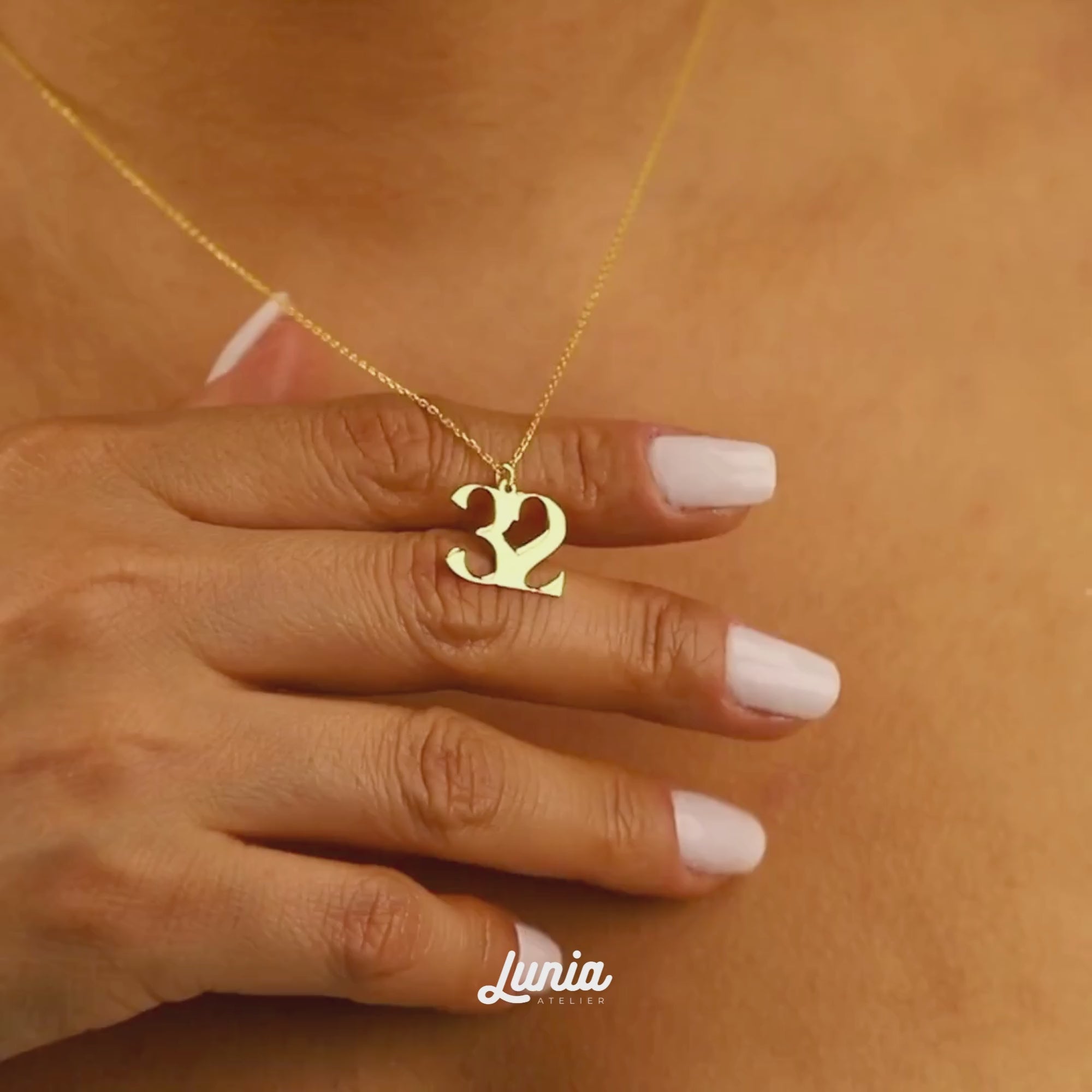 Heritage Personalized Number Custom Necklace 14K Gold