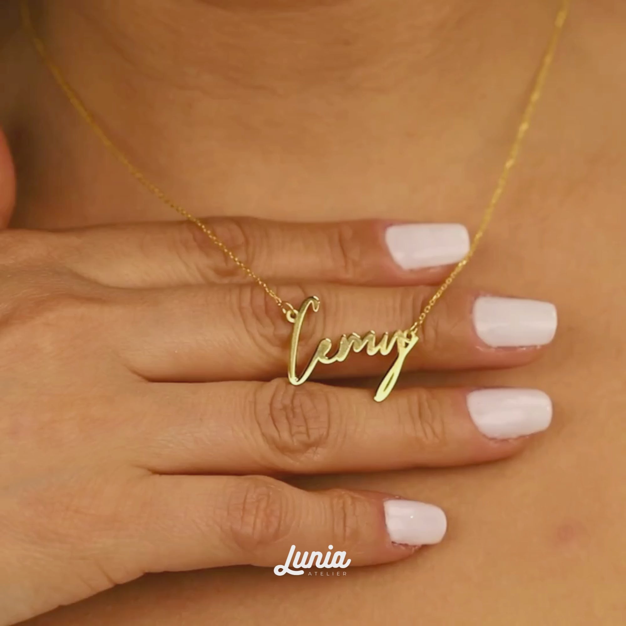 Modern Personalized Name Custom Necklace 14K Gold