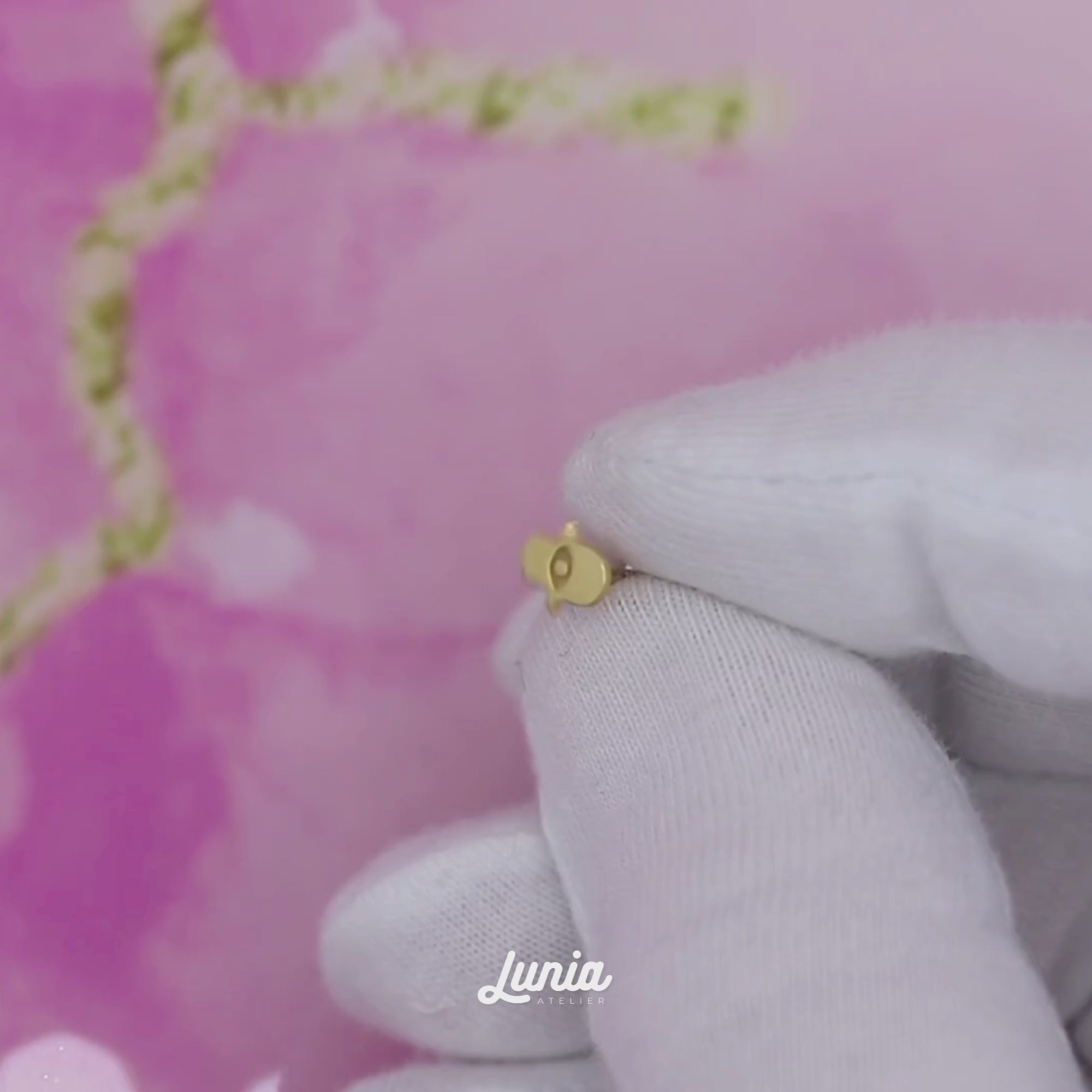 Hamsa Hand Flatback Ear Piercing 14K Gold