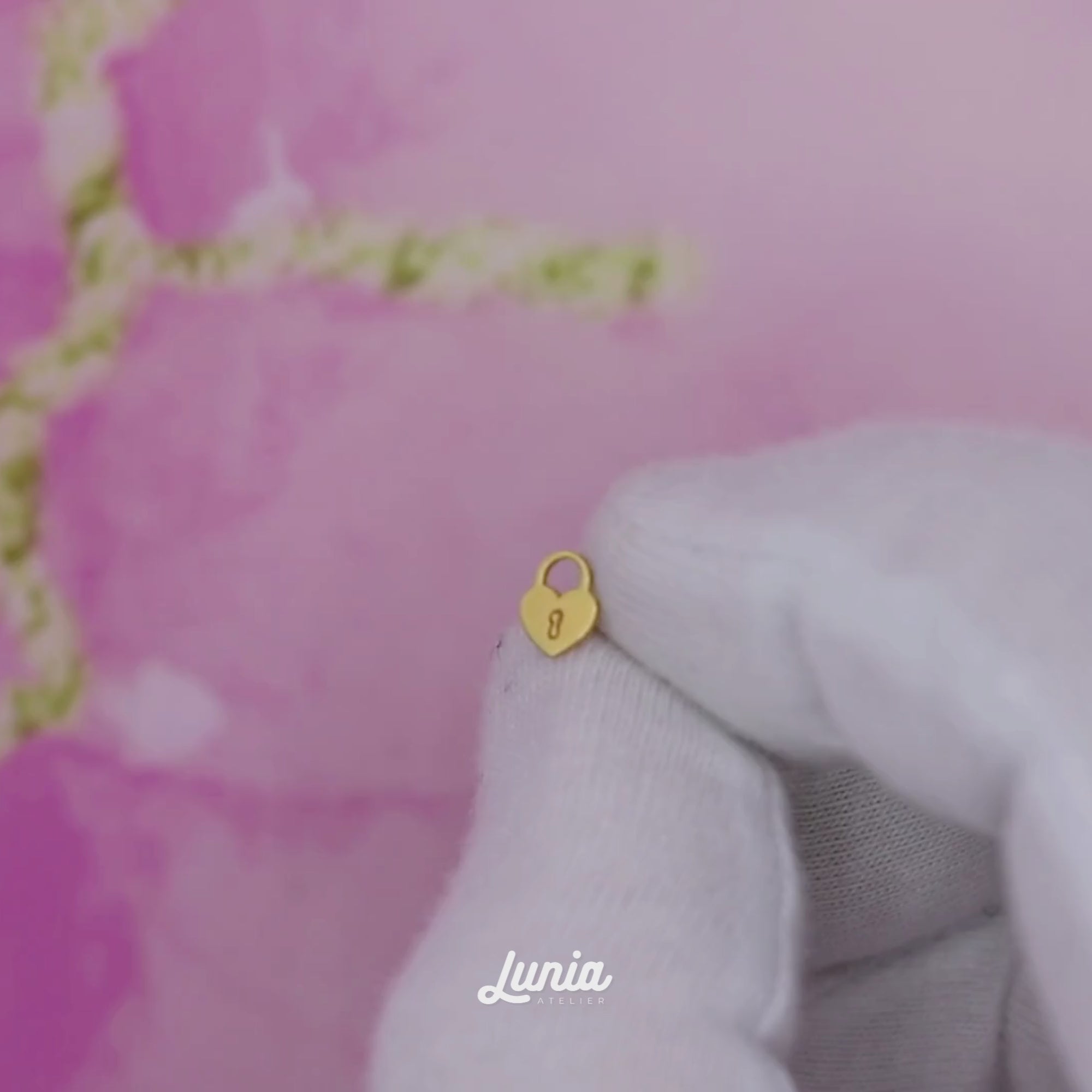 Heart Lock initial Flatback Ear Piercing 14K Gold