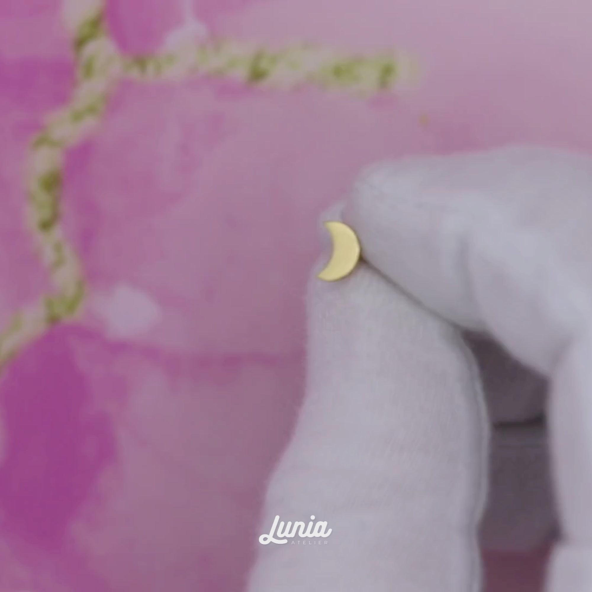 Crescent Moon Flatback Ear Piercing 14K Gold
