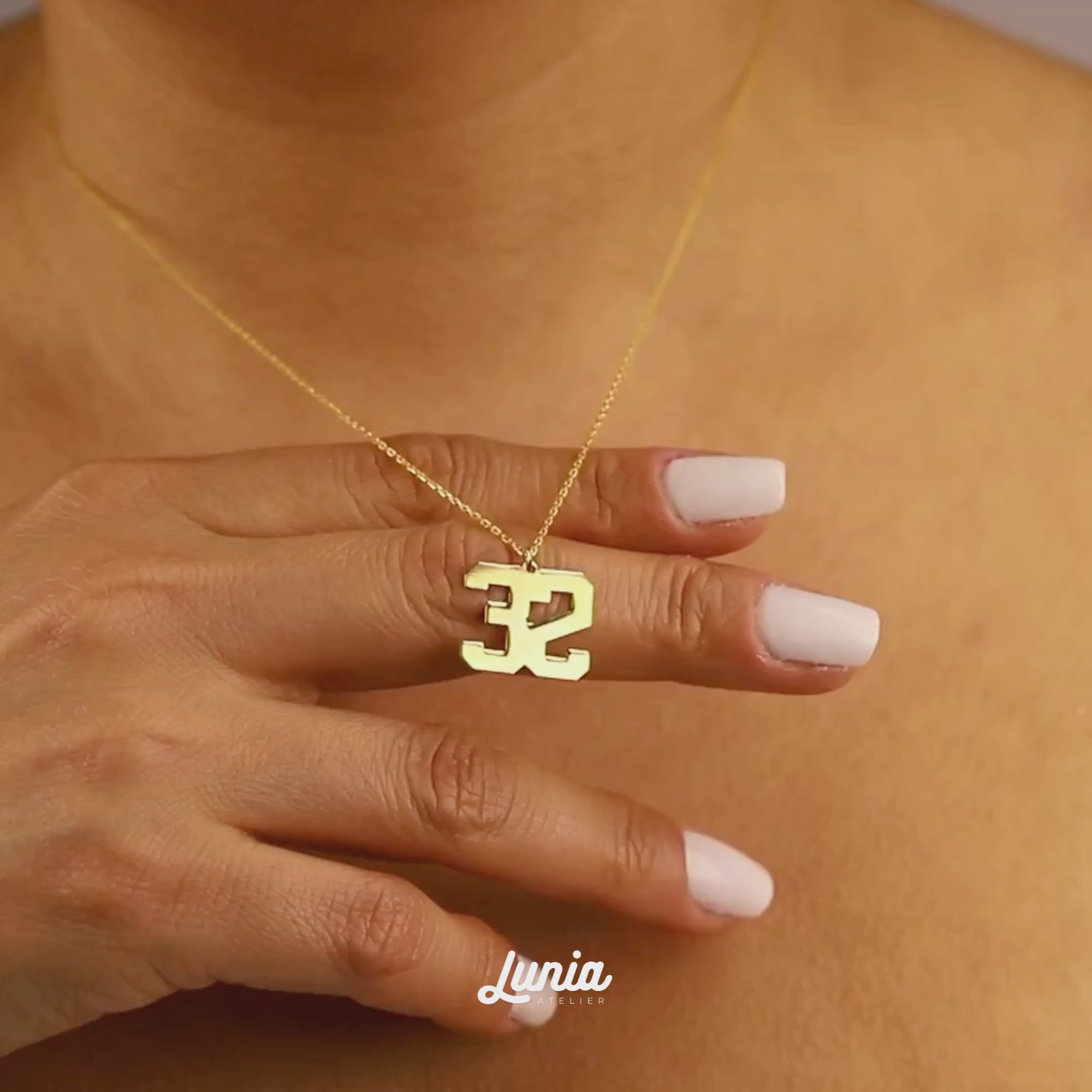 Custom Number Personalized Sport Necklace 14K Gold