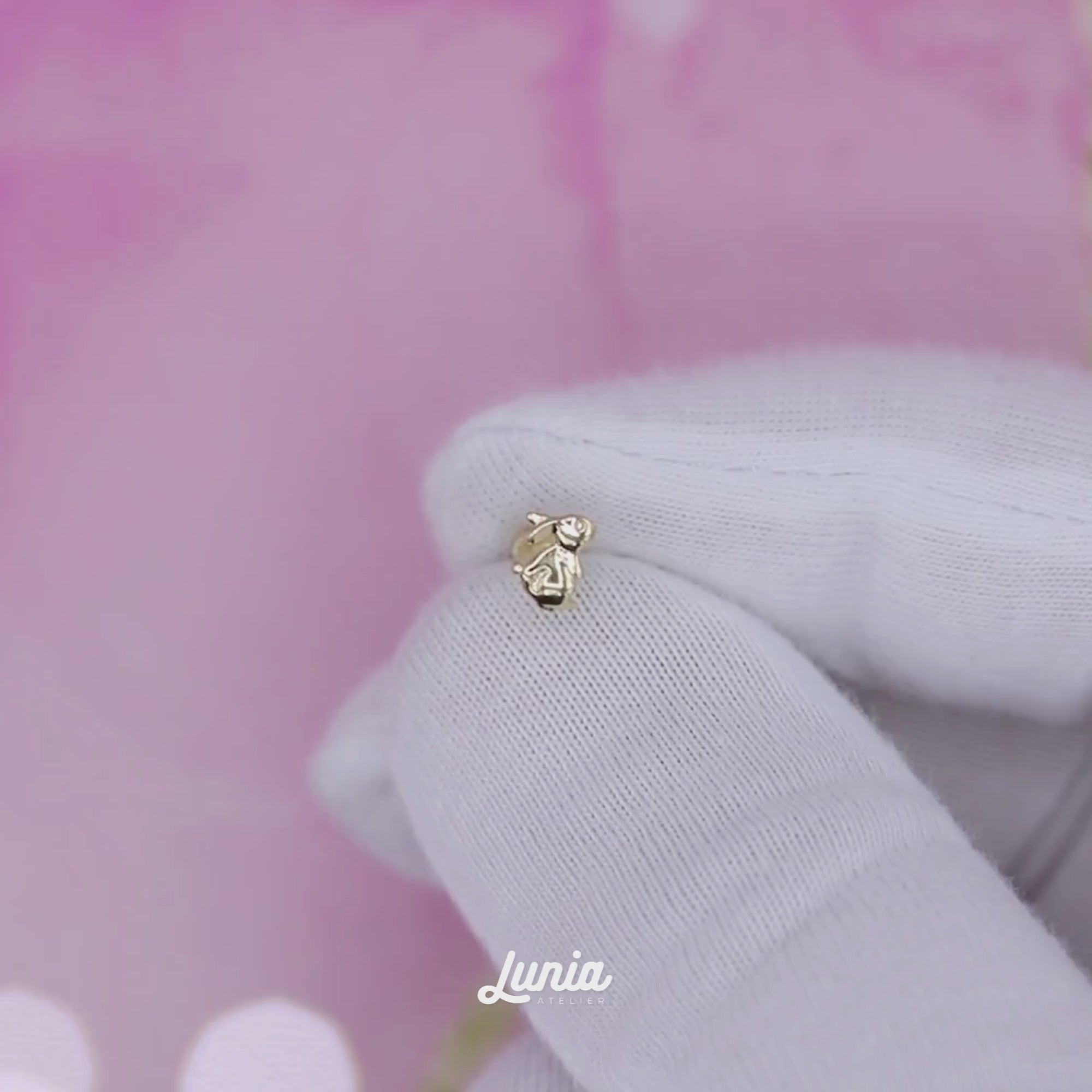 Bunny Rabbit Flatback Ear Piercing 14K Gold