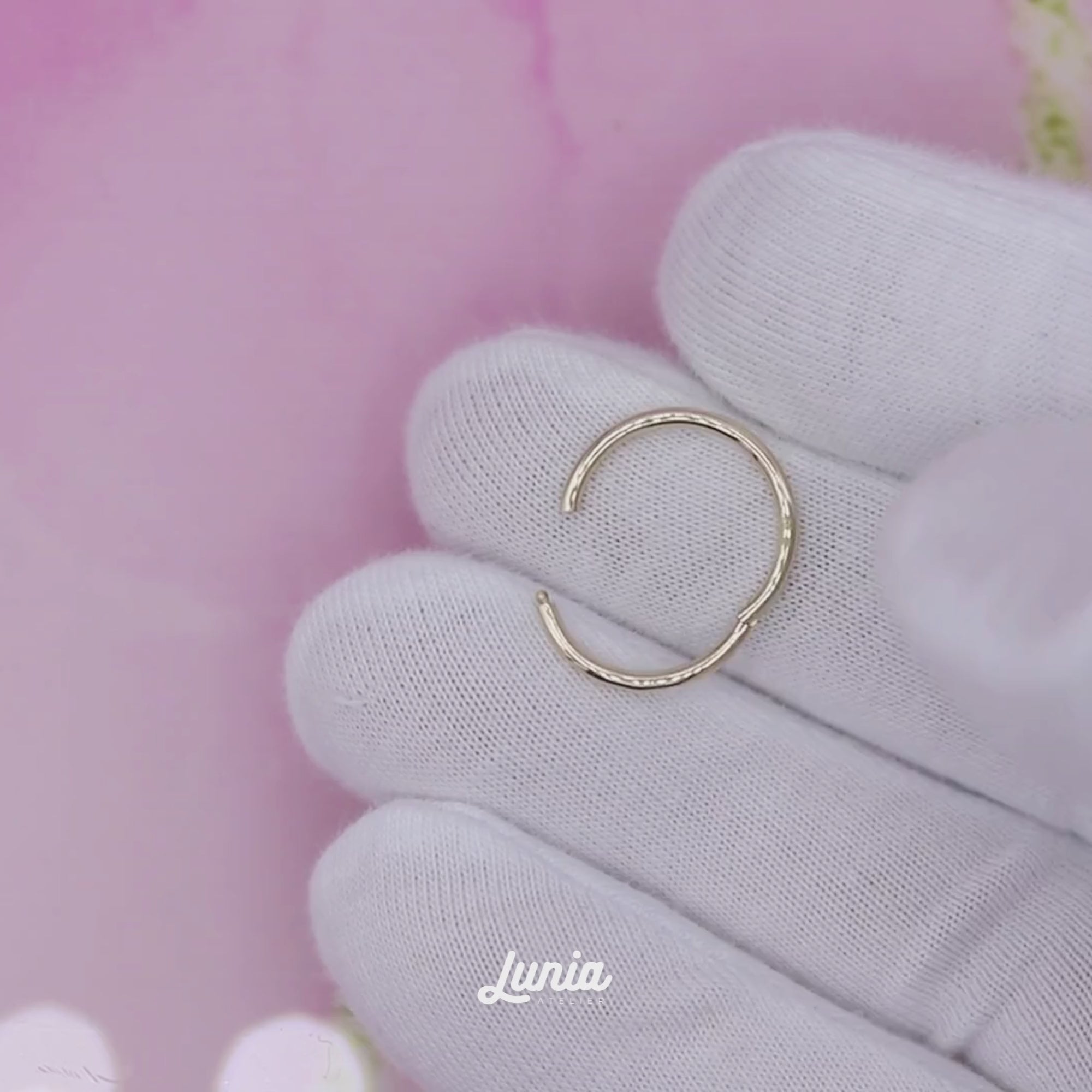 Flat Round Ring Hoop Ear Piercing 14K Gold