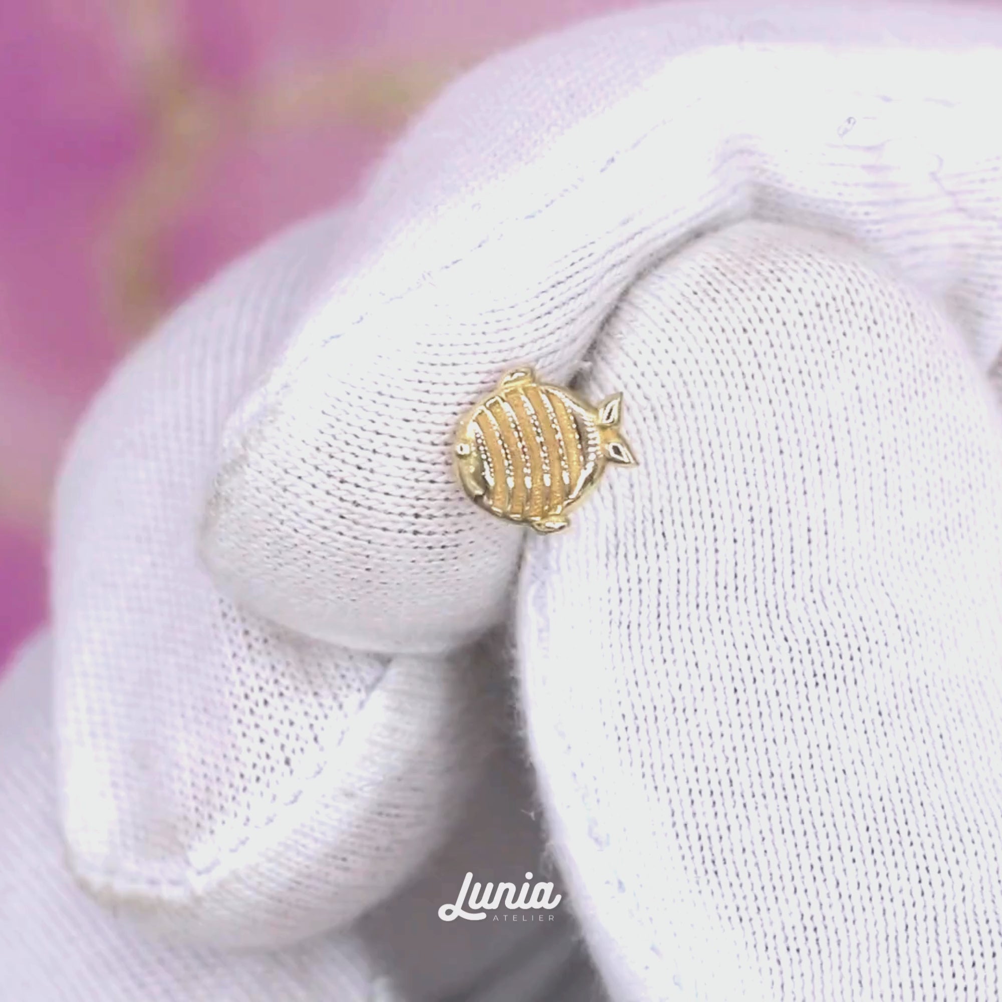 Fish Flatback Ear Piercing 14K Gold