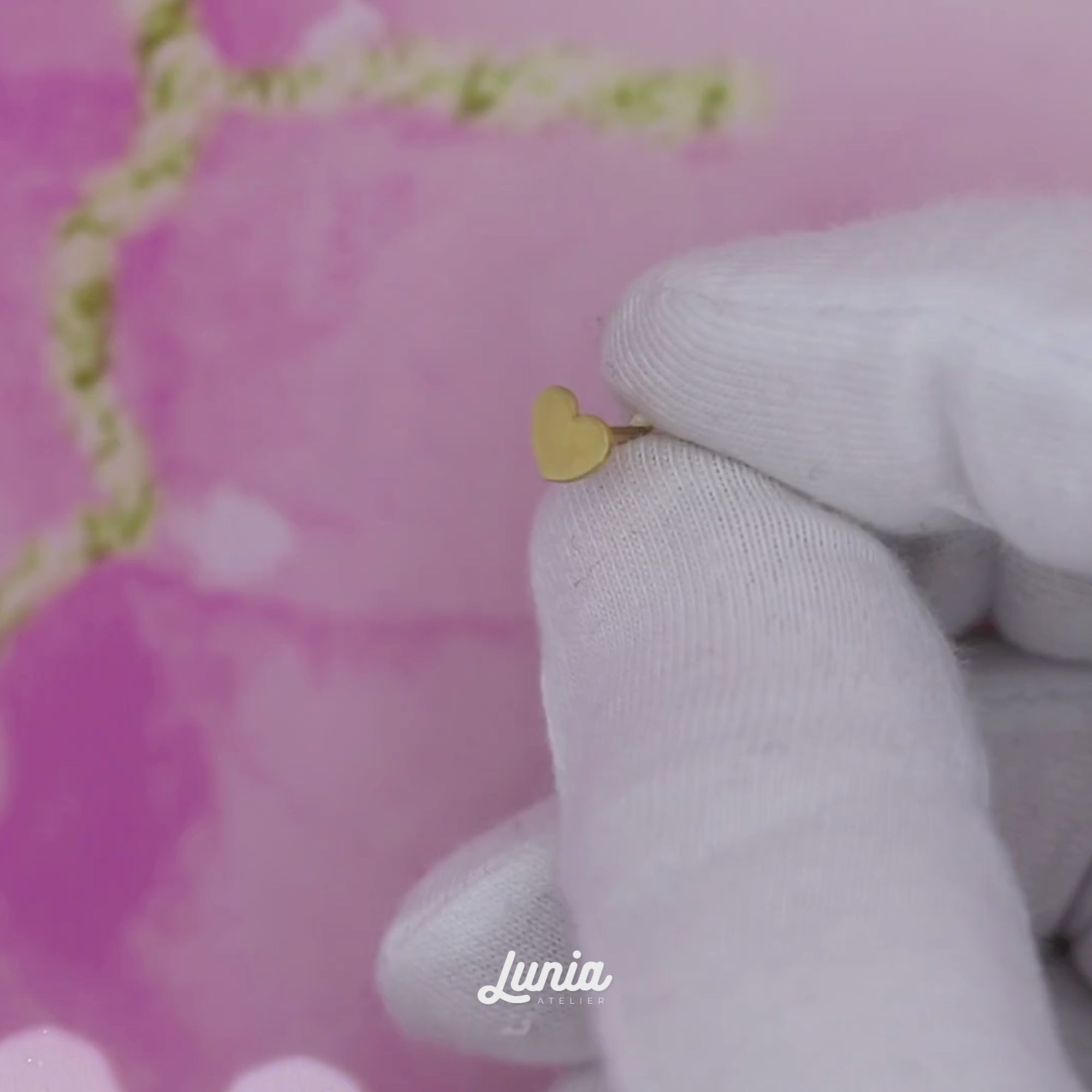 Heart Love Flatback Ear Piercing 14K Gold