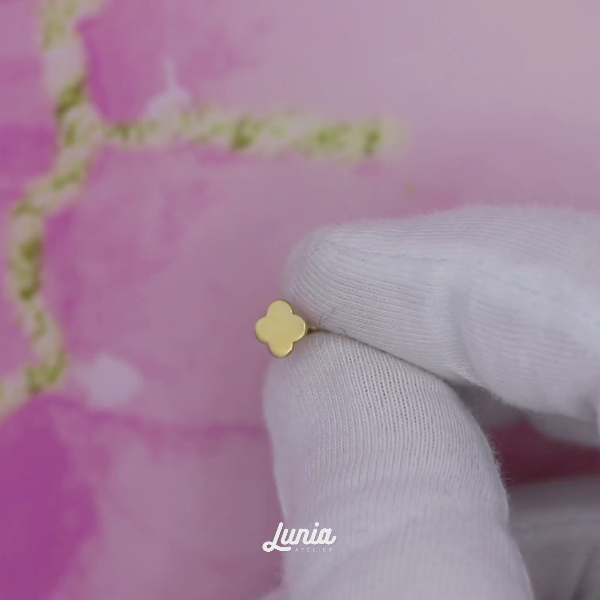 4 Leaf Flower Flatback Ear Piercing 14K Gold