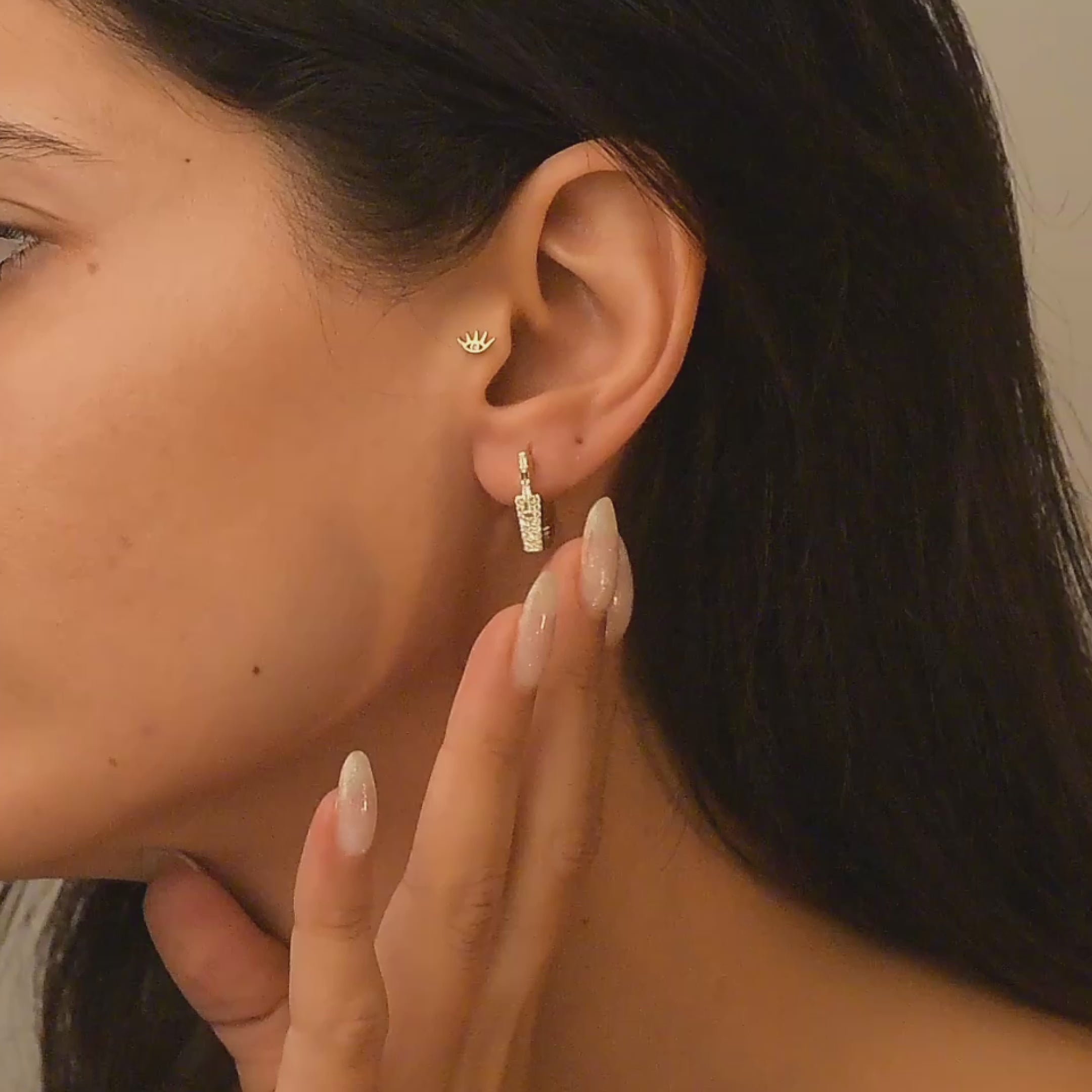 Prism Diamond Hoops Earrings 14K Gold