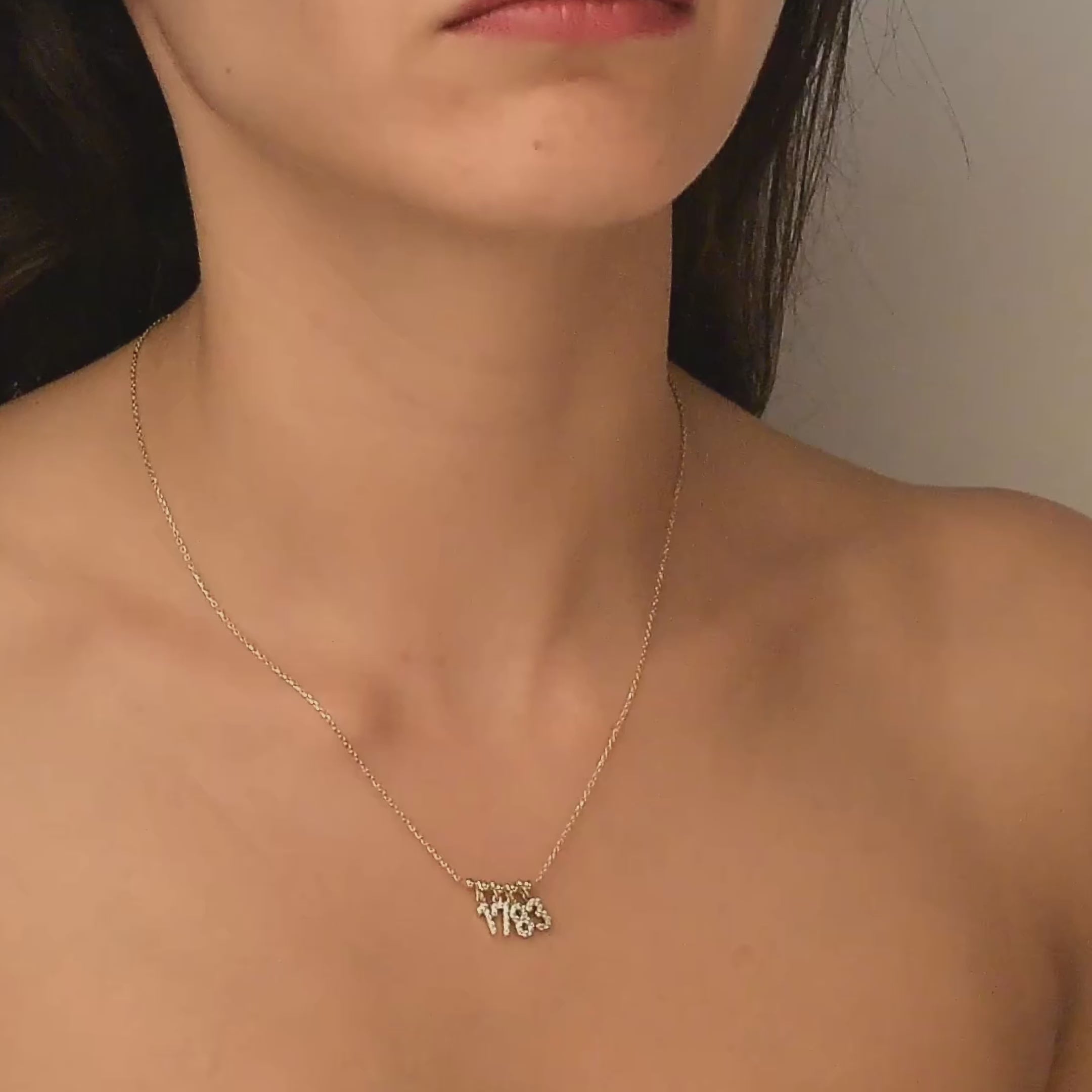 Personalized Number Necklace 14K Gold