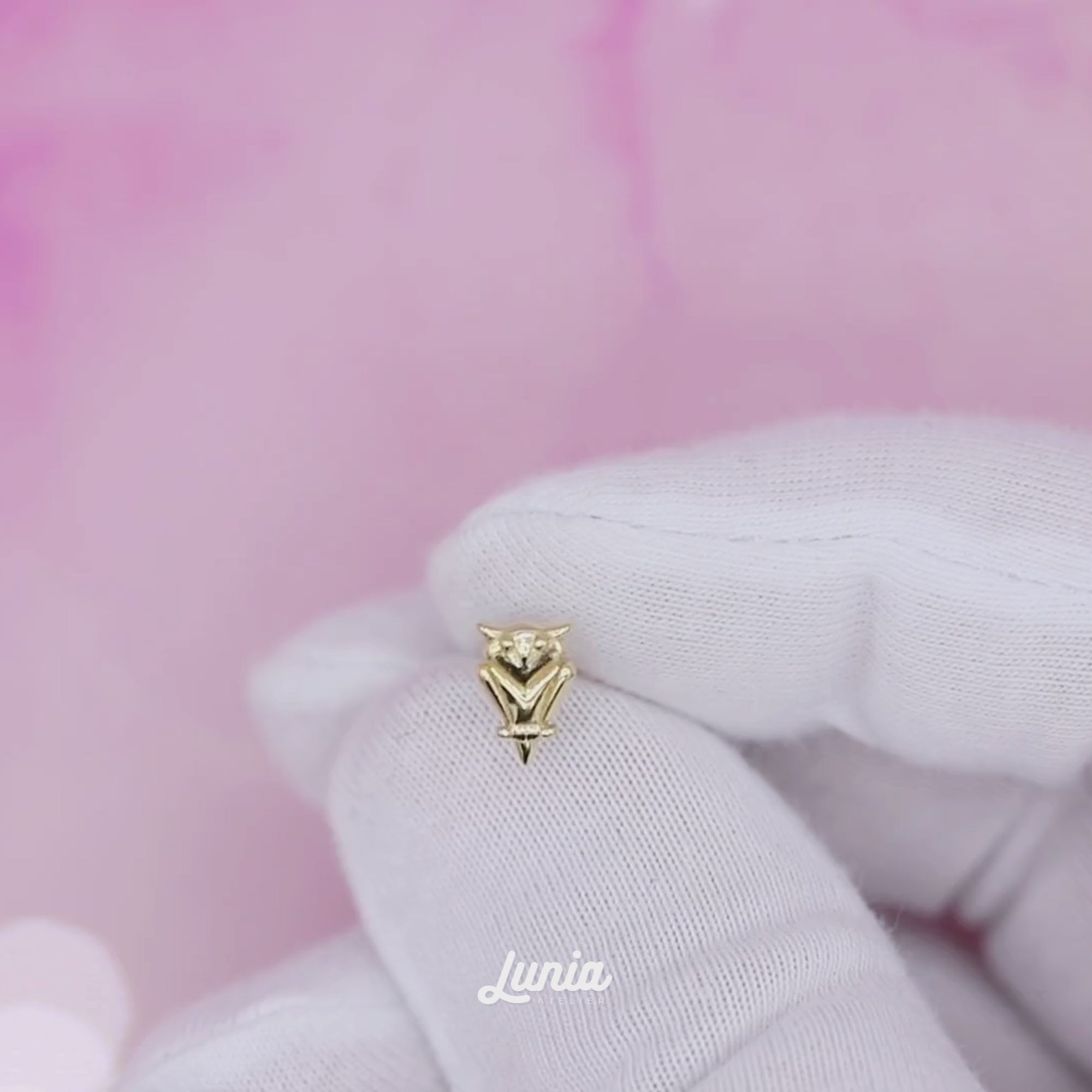 Owl Flatback Ear Piercing 14K Gold