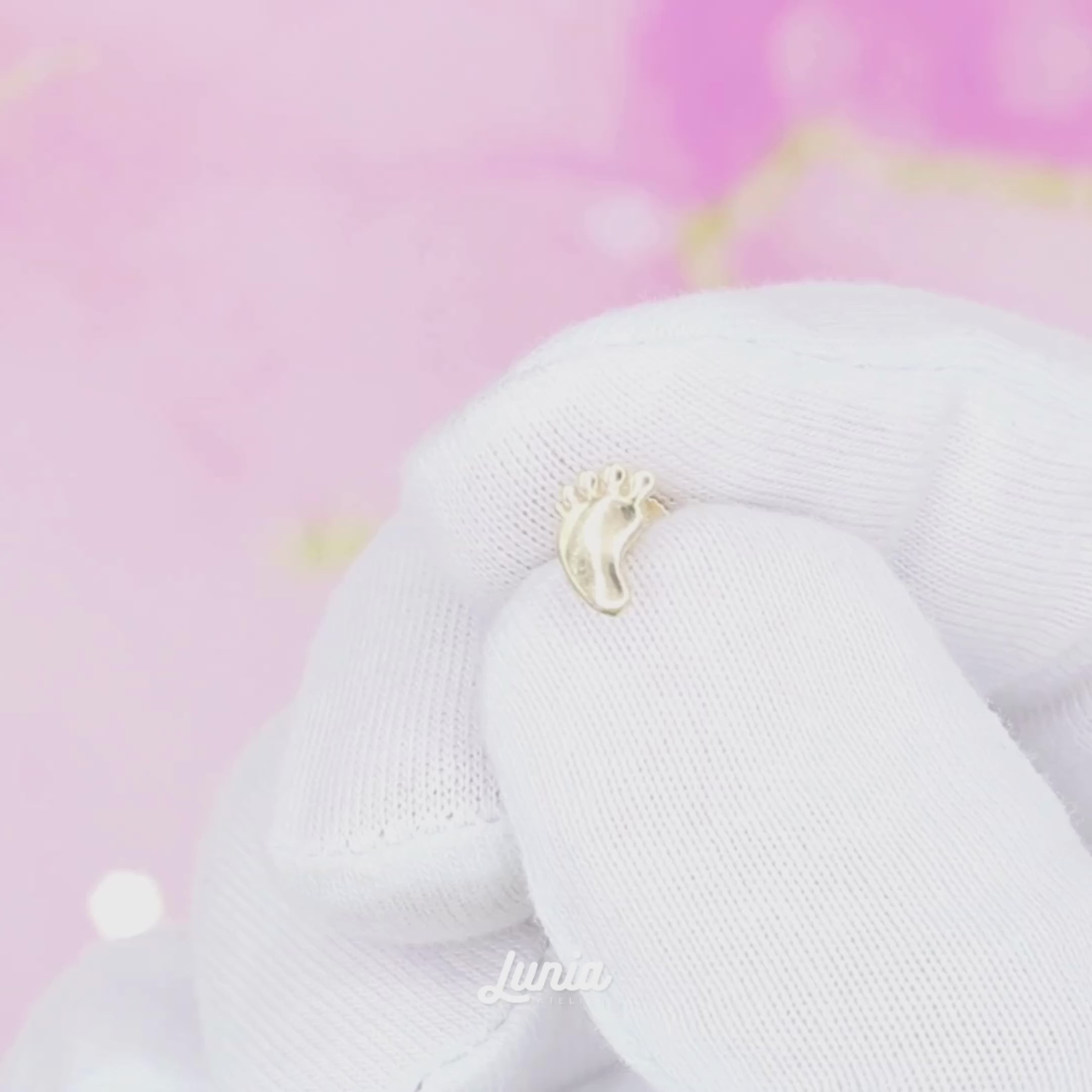 Baby Foot Flatback Ear Piercing 14K Gold