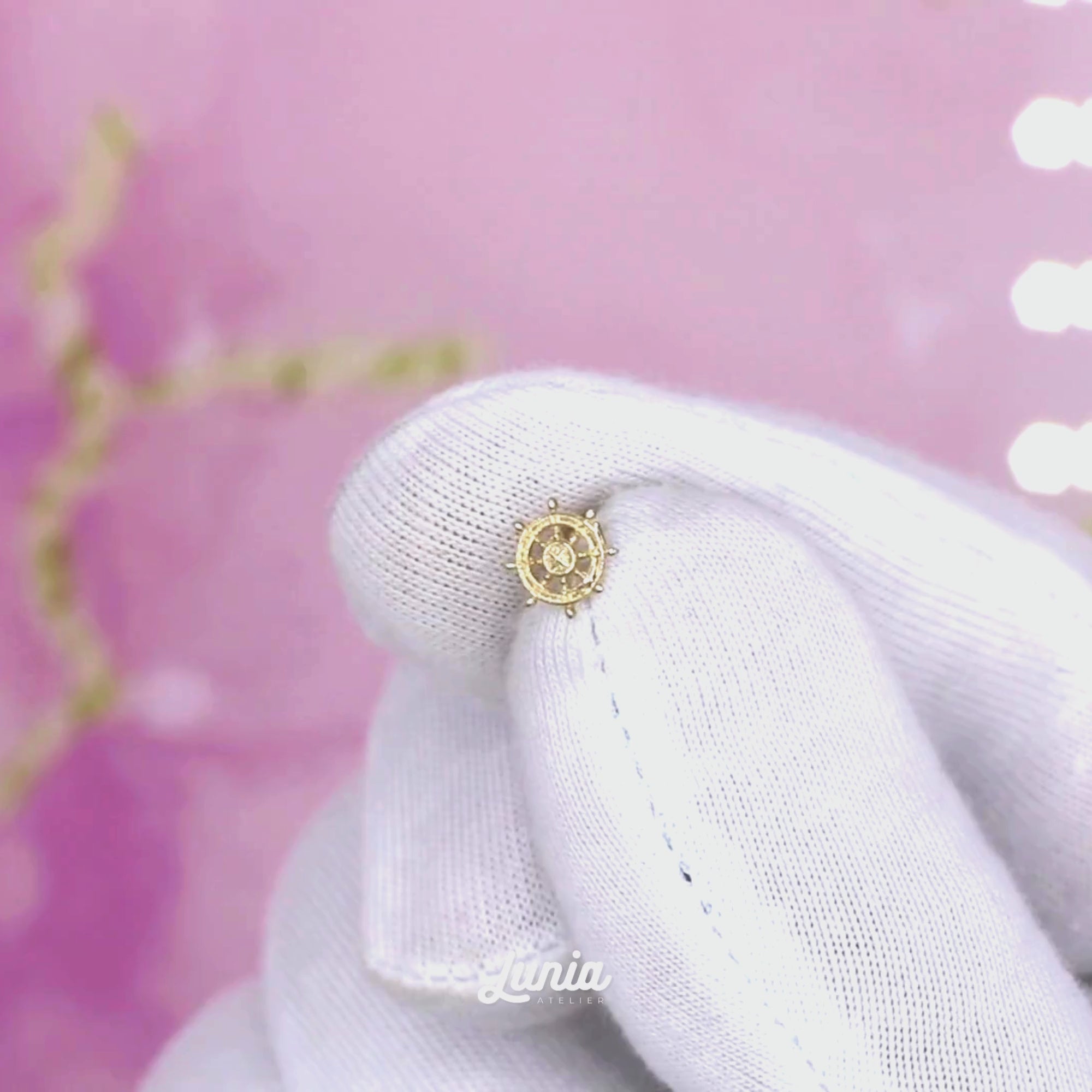 Ship Helm Flatback Ear Piercing 14K Gold
