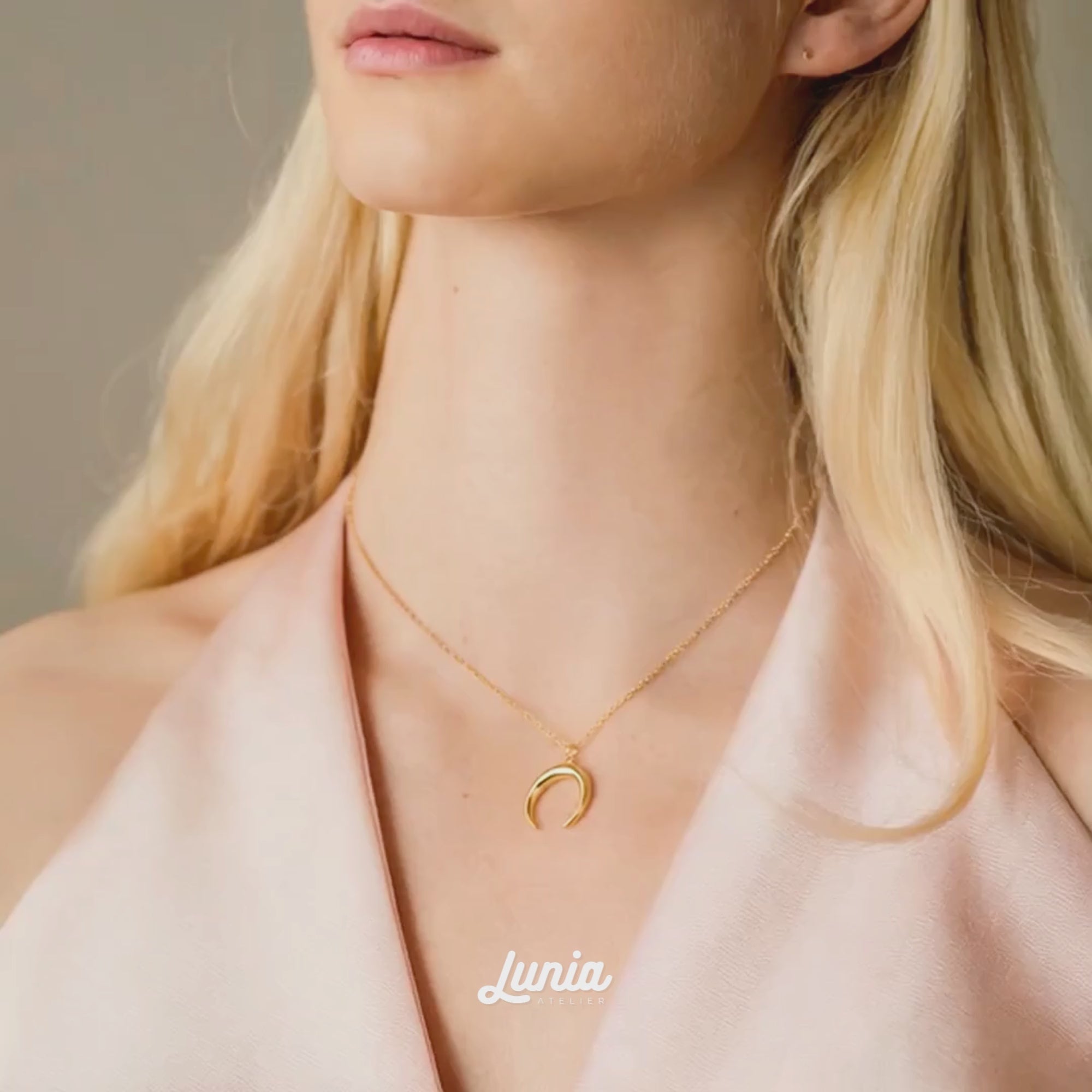 Crescent Moon Necklace 14K Gold