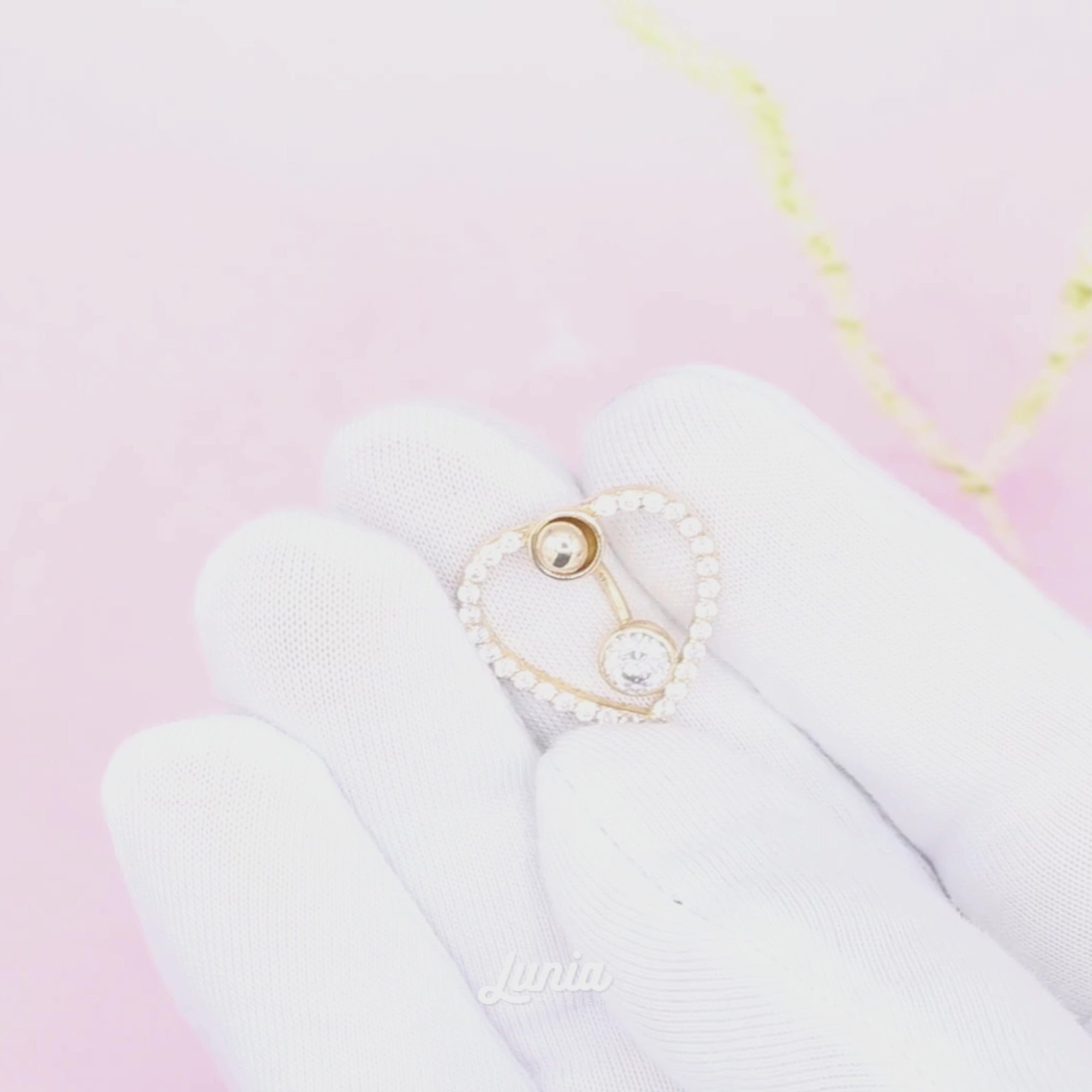 Heart Navel Belly Ring 14K Gold with CZ Stone