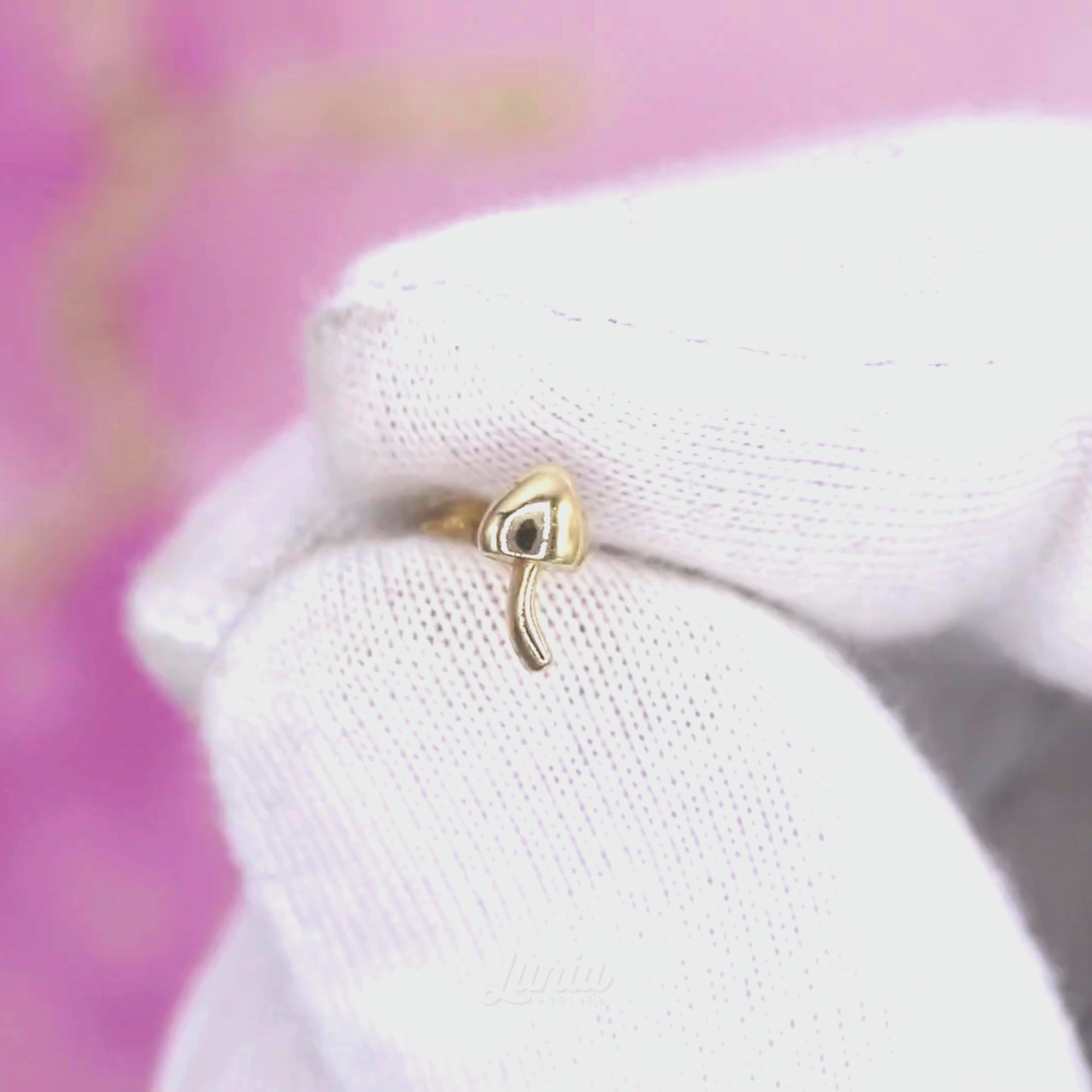 Mushroom Flatback Ear Piercing 14K Gold