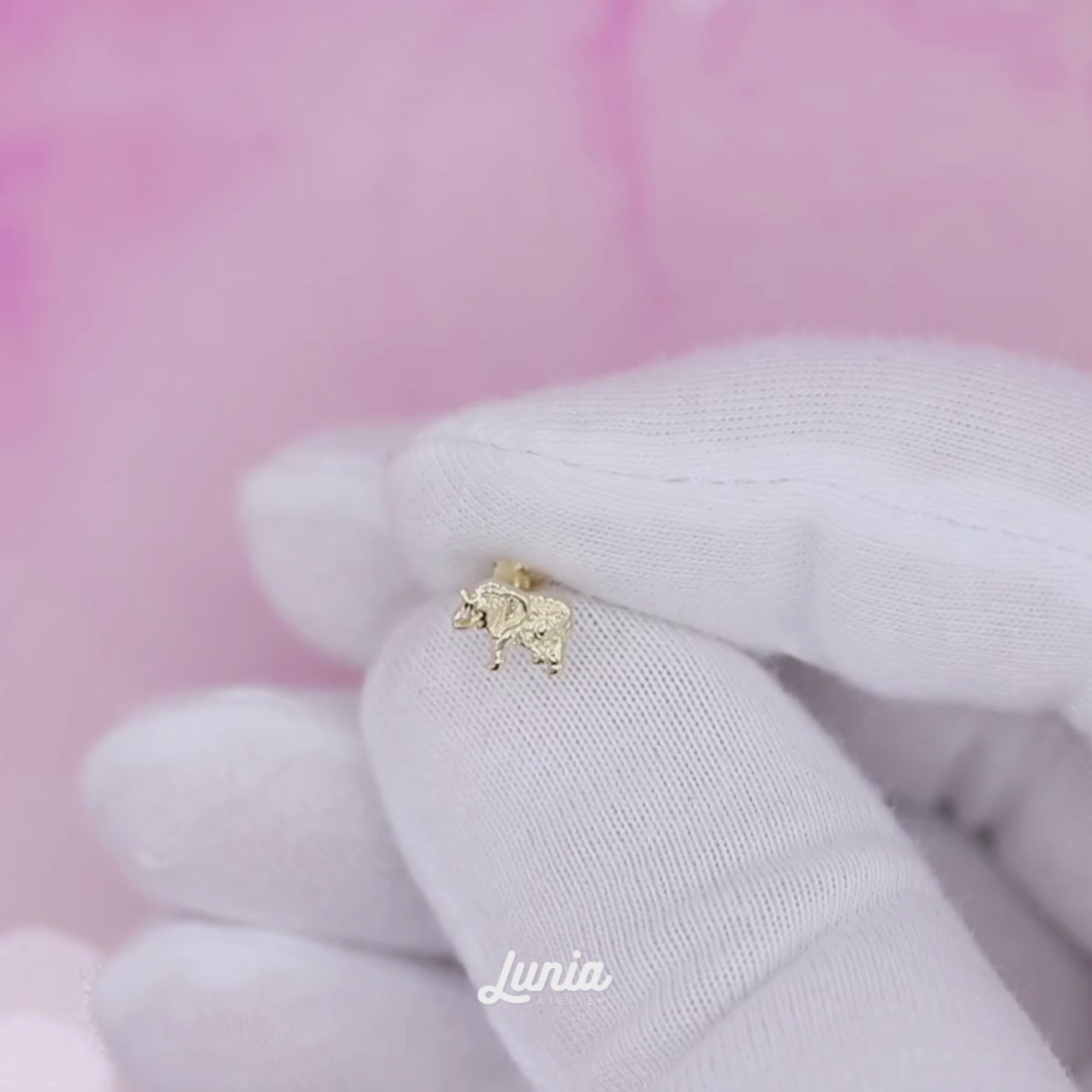 Elephant of Abundance Flatback Ear Piercing 14K Gold